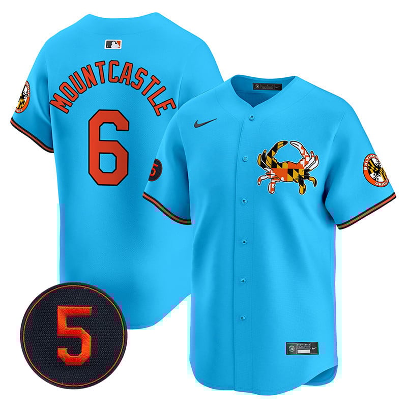 Men's Ryan Mountcastle Baltimore Orioles Robinson Patch Vapor Premier Limited Light Blue Jersey V3 - All Stitched