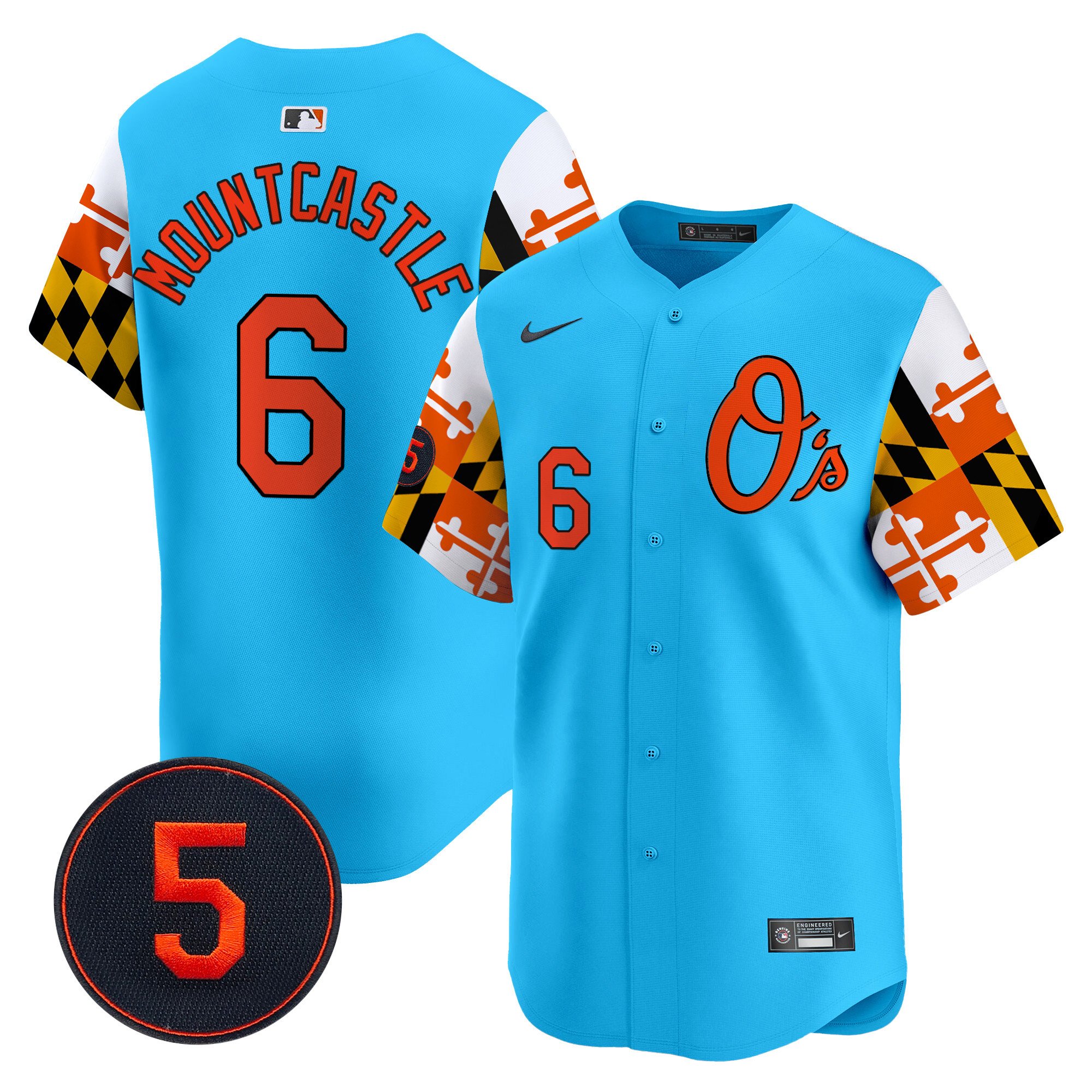 Men's Ryan Mountcastle Baltimore Orioles Robinson Patch Vapor Premier Limited Light Blue Jersey V5 - All Stitched