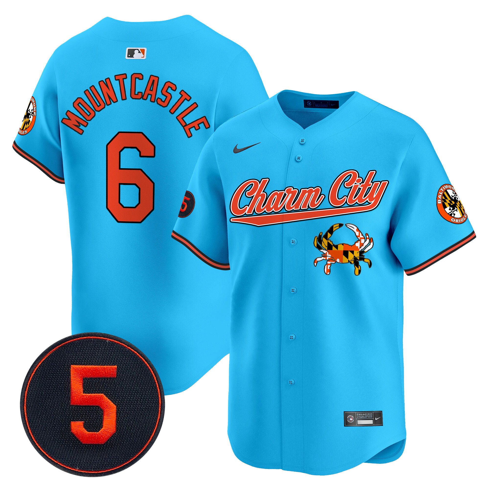 Men's Ryan Mountcastle Baltimore Orioles Robinson Patch Vapor Premier Limited Light Blue Jersey V8 - All Stitched