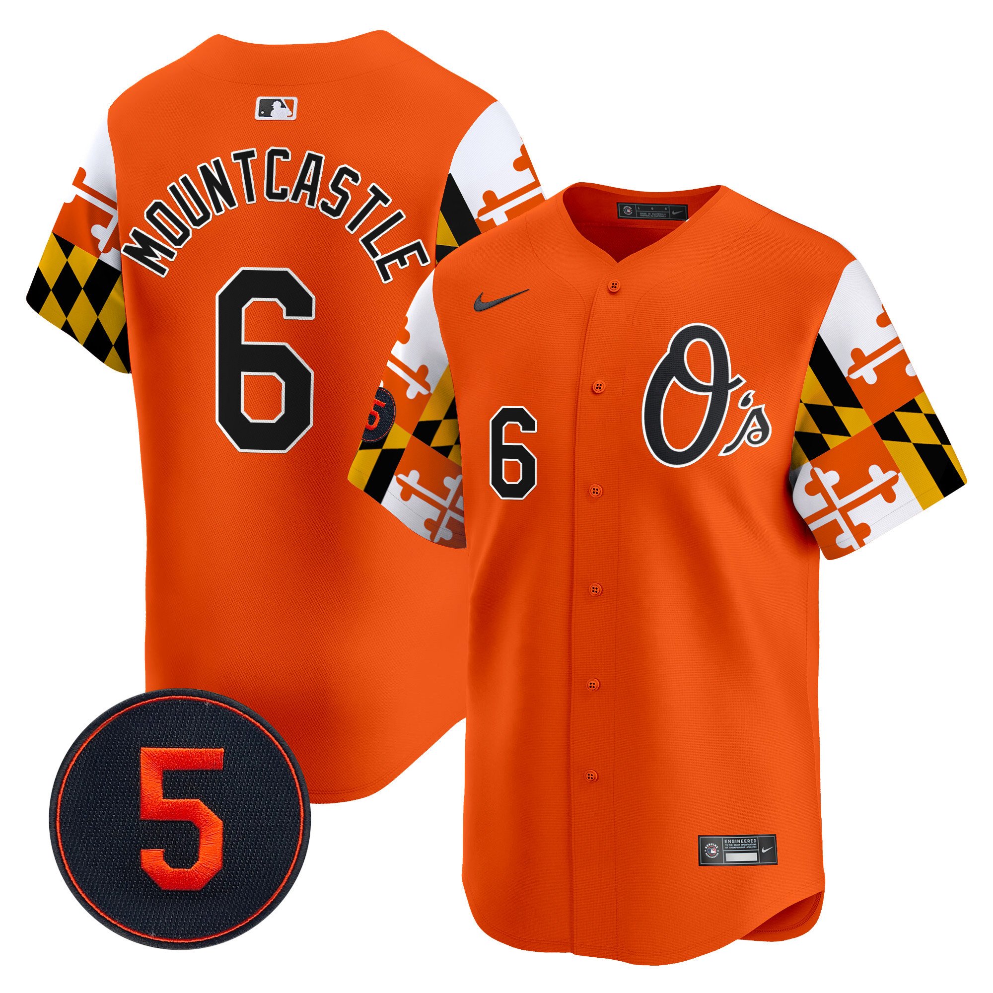 Men's Ryan Mountcastle Baltimore Orioles Robinson Patch Vapor Premier Limited Orange Jersey V5 - All Stitched