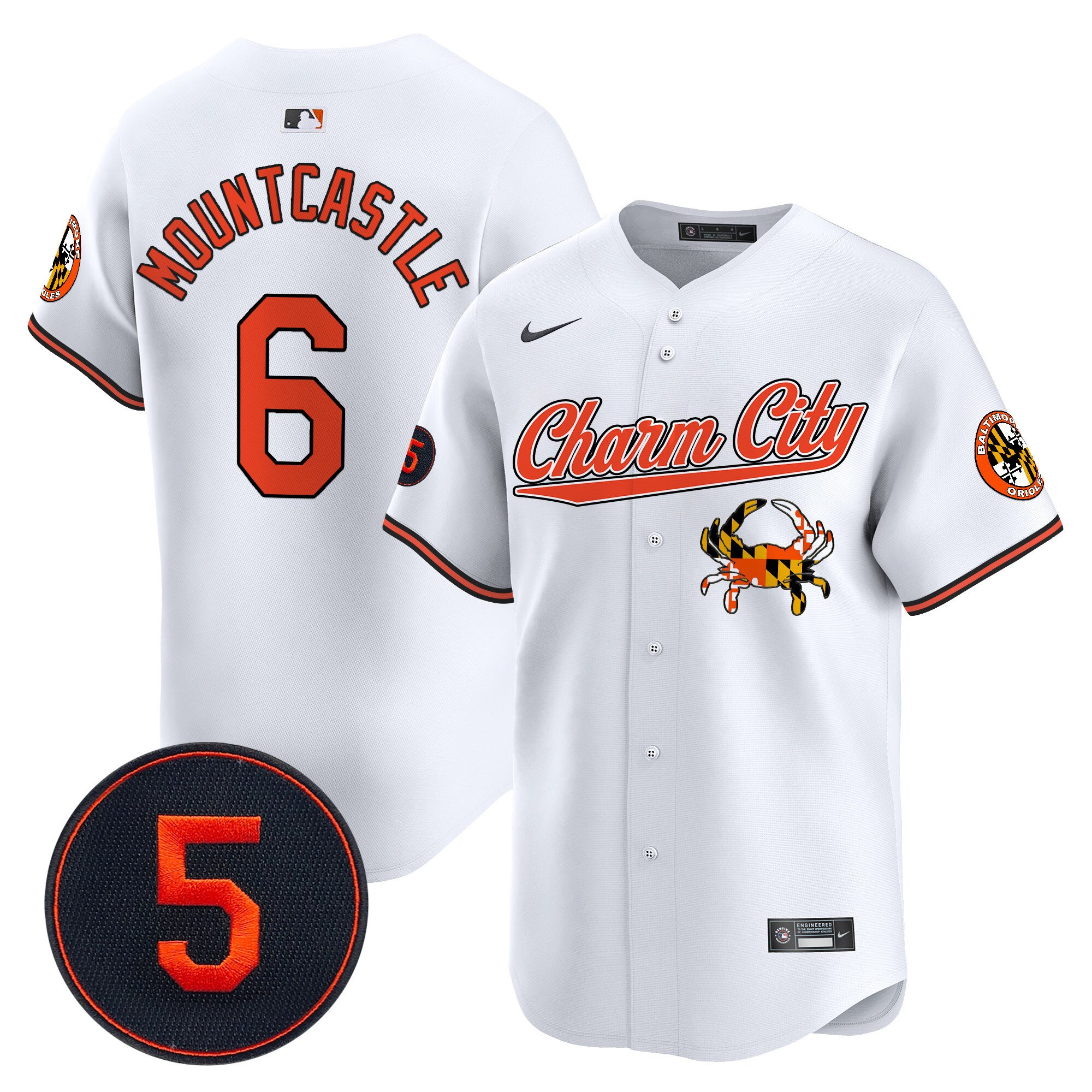 Men's Ryan Mountcastle Baltimore Orioles Robinson Patch Vapor Premier Limited White Jersey V8 - All Stitched