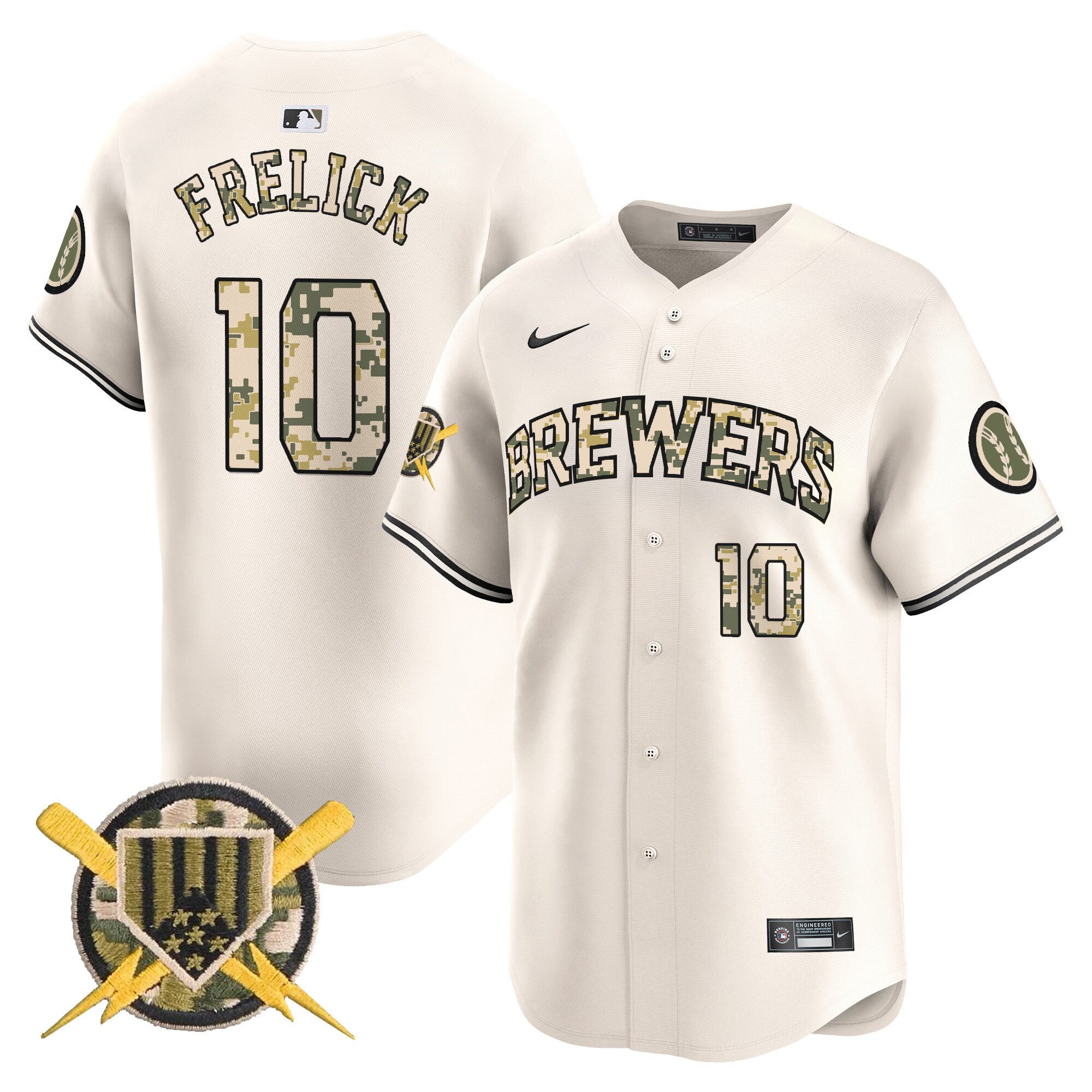 Men's Sal Frelick Milwaukee Brewers Armed Forces Day Vapor Premier Limited Cream Jersey - All Stitched