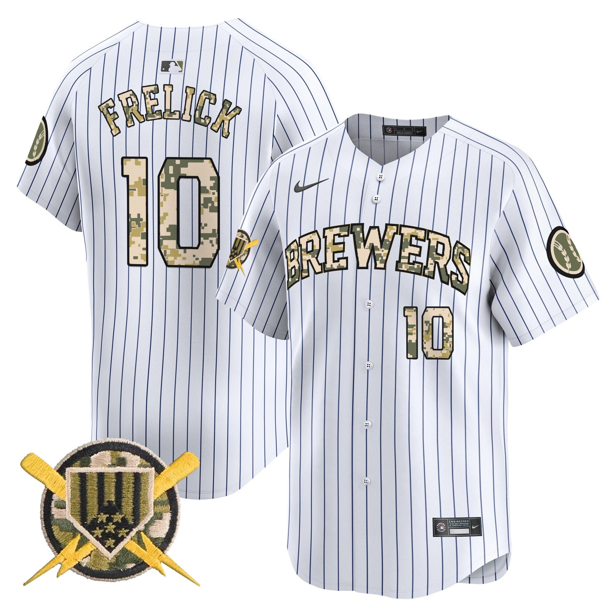 Men's Sal Frelick Milwaukee Brewers Armed Forces Day Vapor Premier Limited Pinstripe Jersey - All Stitched