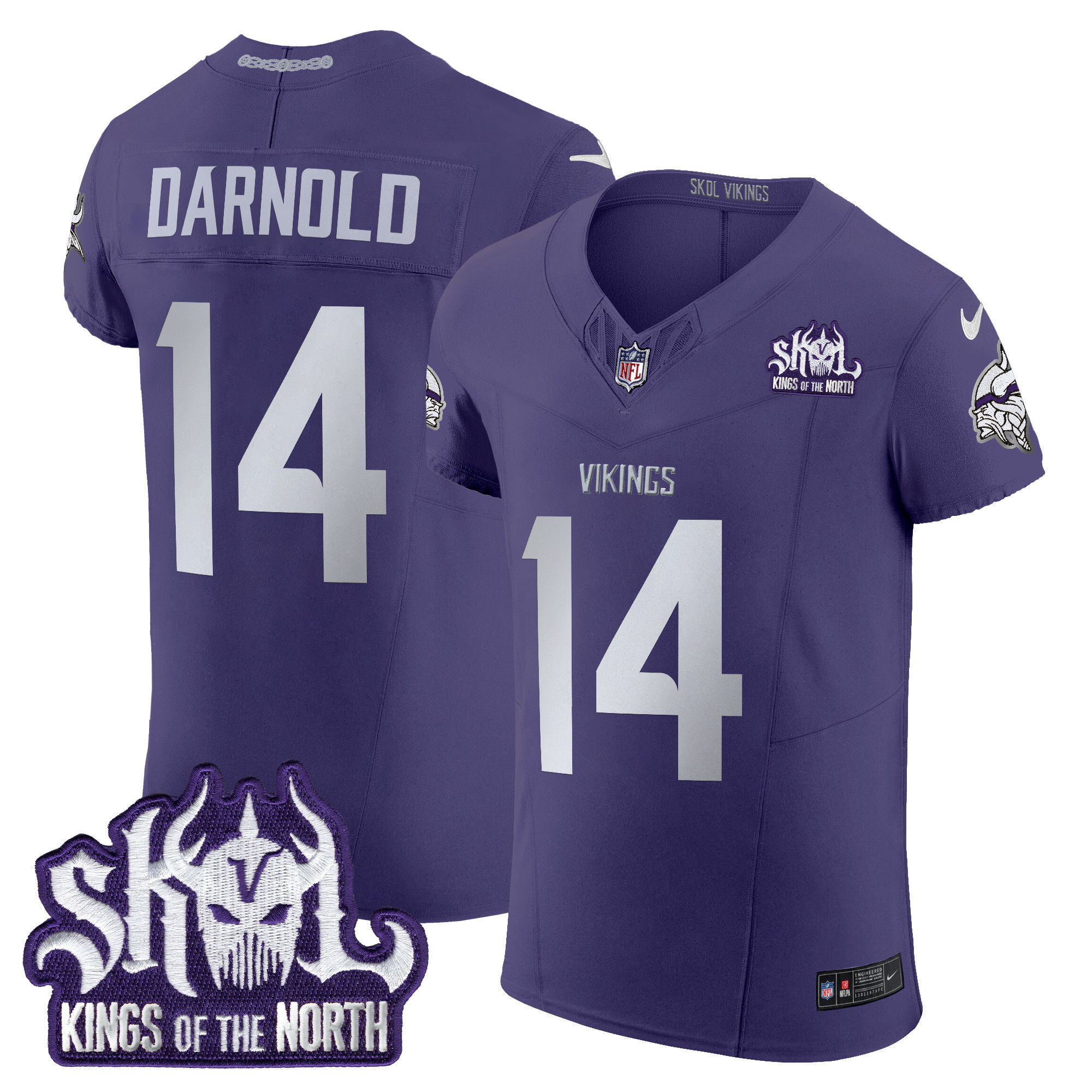 Men's Sam Darnold Minnesota Vikings 2024 Winter Warrior Skol Patch Vapor Elite Purple Jersey - All Stitched