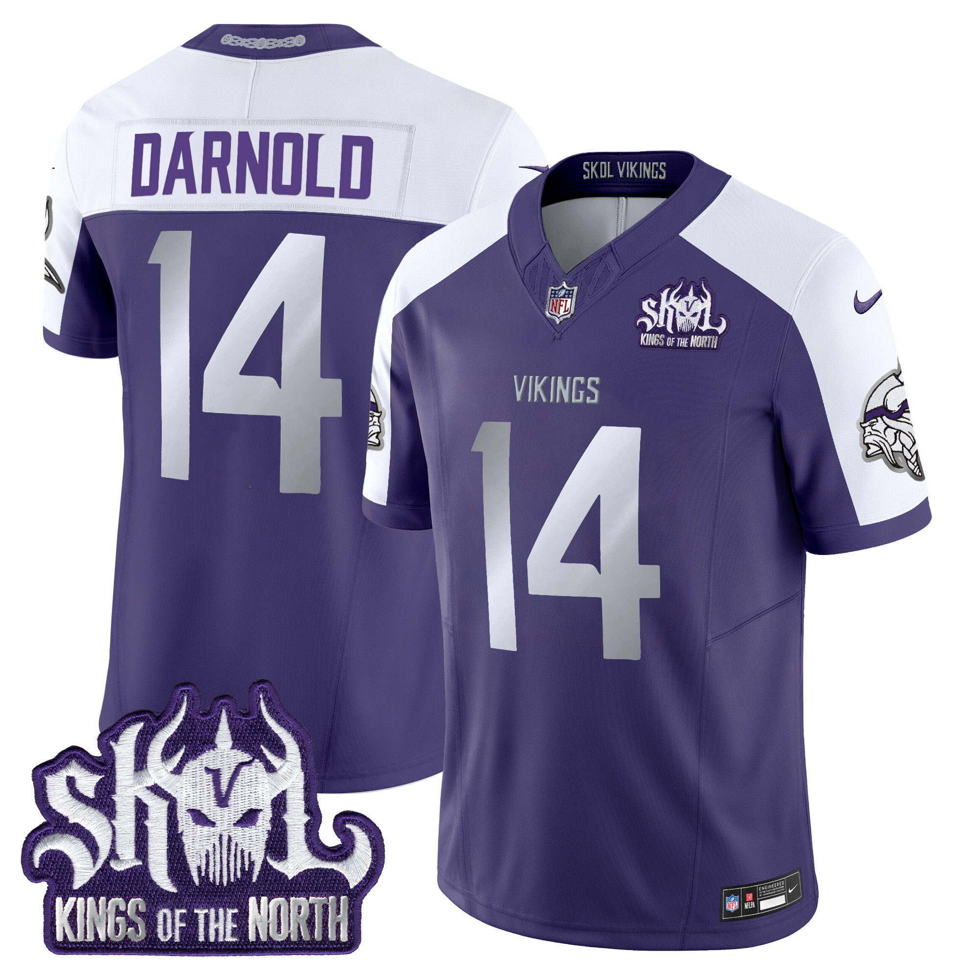 Men's Sam Darnold Minnesota Vikings 2024 Winter Warrior Skol Patch Vapor Limited Purple Alternate Jersey - All Stitched