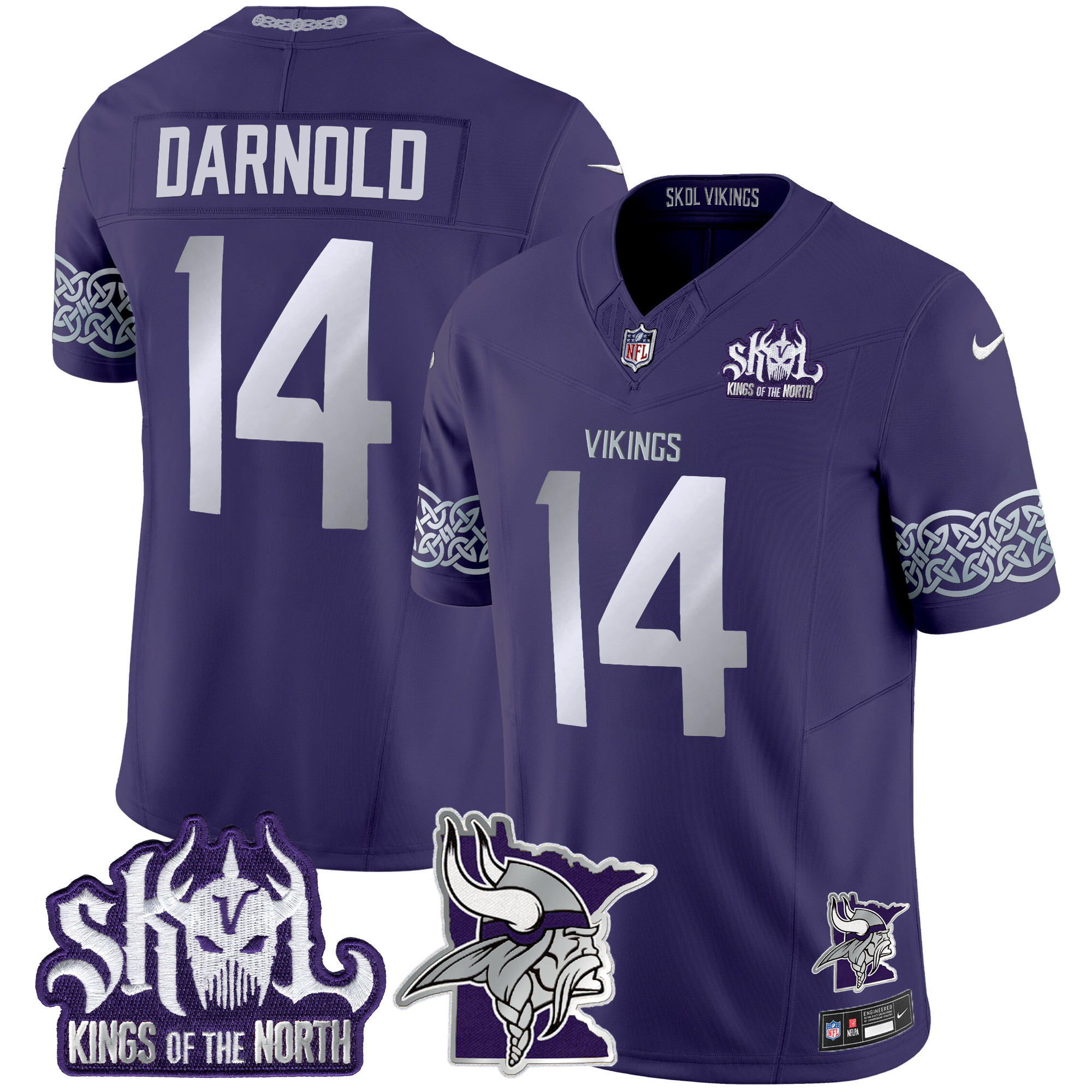 Men's Sam Darnold Minnesota Vikings 2024 Winter Warrior Skol Patch Vapor Limited Purple Jersey V2 - All Stitched