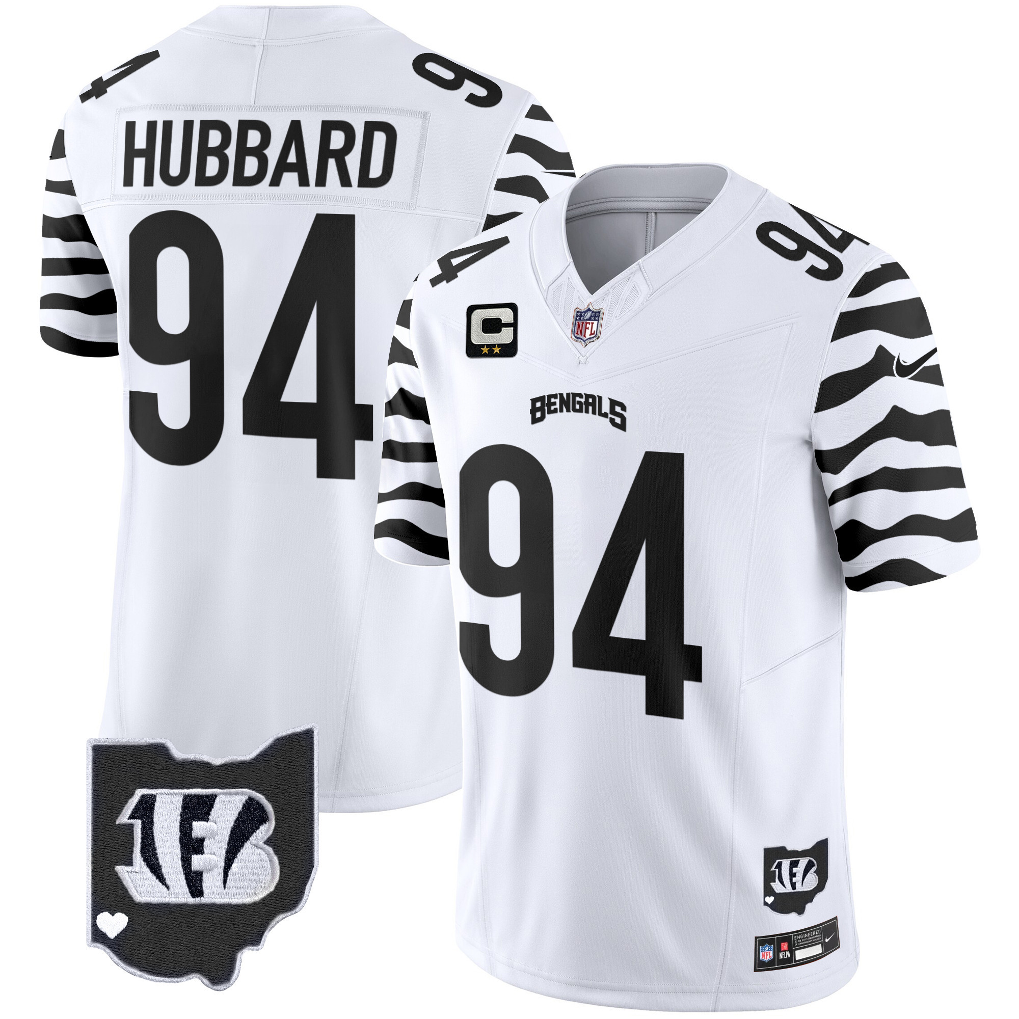 Men's Sam Hubbard Cincinnati Bengals Stripes Vapor Limited White Jersey - All Stitched