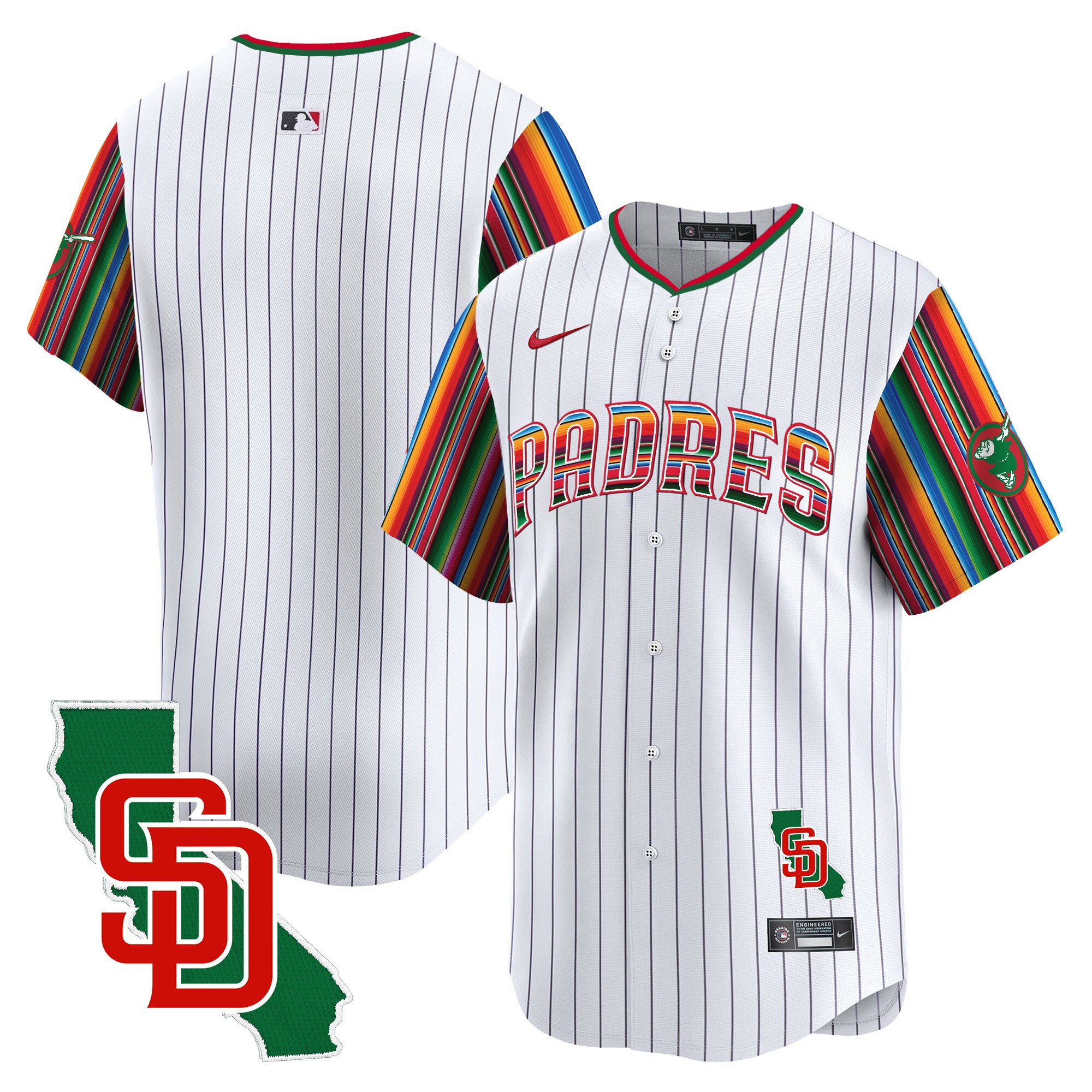 Men's San Diego Padres Mexico California Patch Vapor Premier Limited Pinstripe Jersey V6 Ã± All Stitched