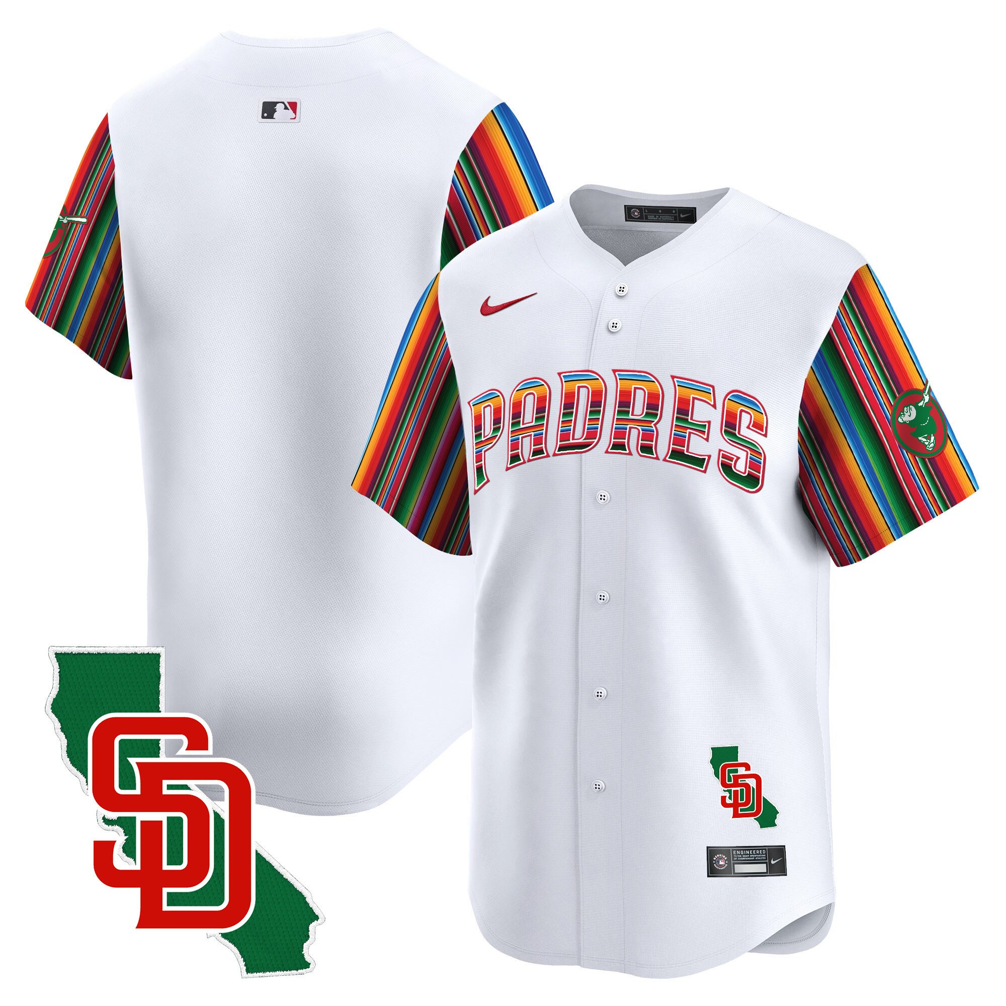 Men's San Diego Padres Mexico California Patch Vapor Premier Limited White Jersey V6 Ã± All Stitched