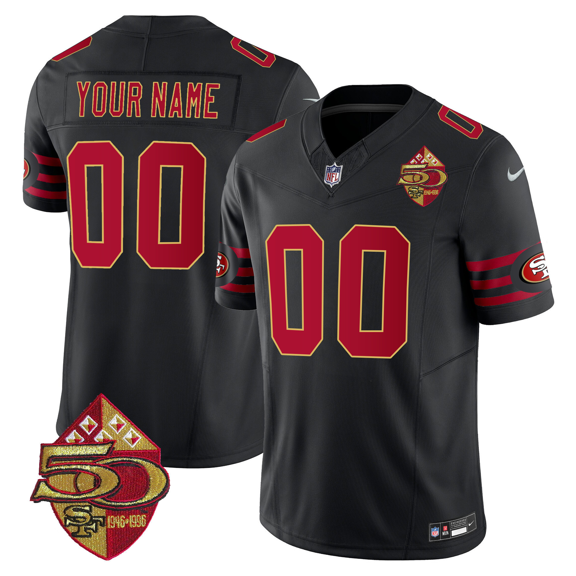 Men's San Francisco 49ers 1996 Throwback Vapor Limited Custom Black Jersey - All Stitched
