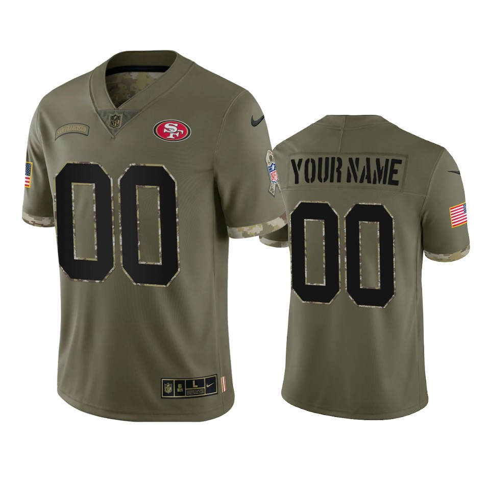 Men's San Francisco 49ers 2022 Salute To Service Custom Olive Jersey - All Stitched