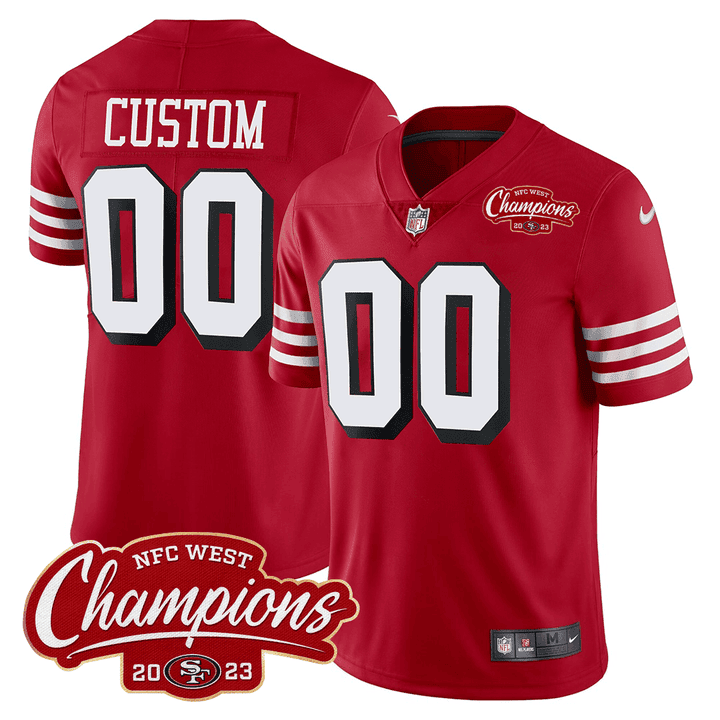Men's San Francisco 49ers 94 Throwback NFC West Champions Patch Vapor Custom Red Jersey - All Stitched