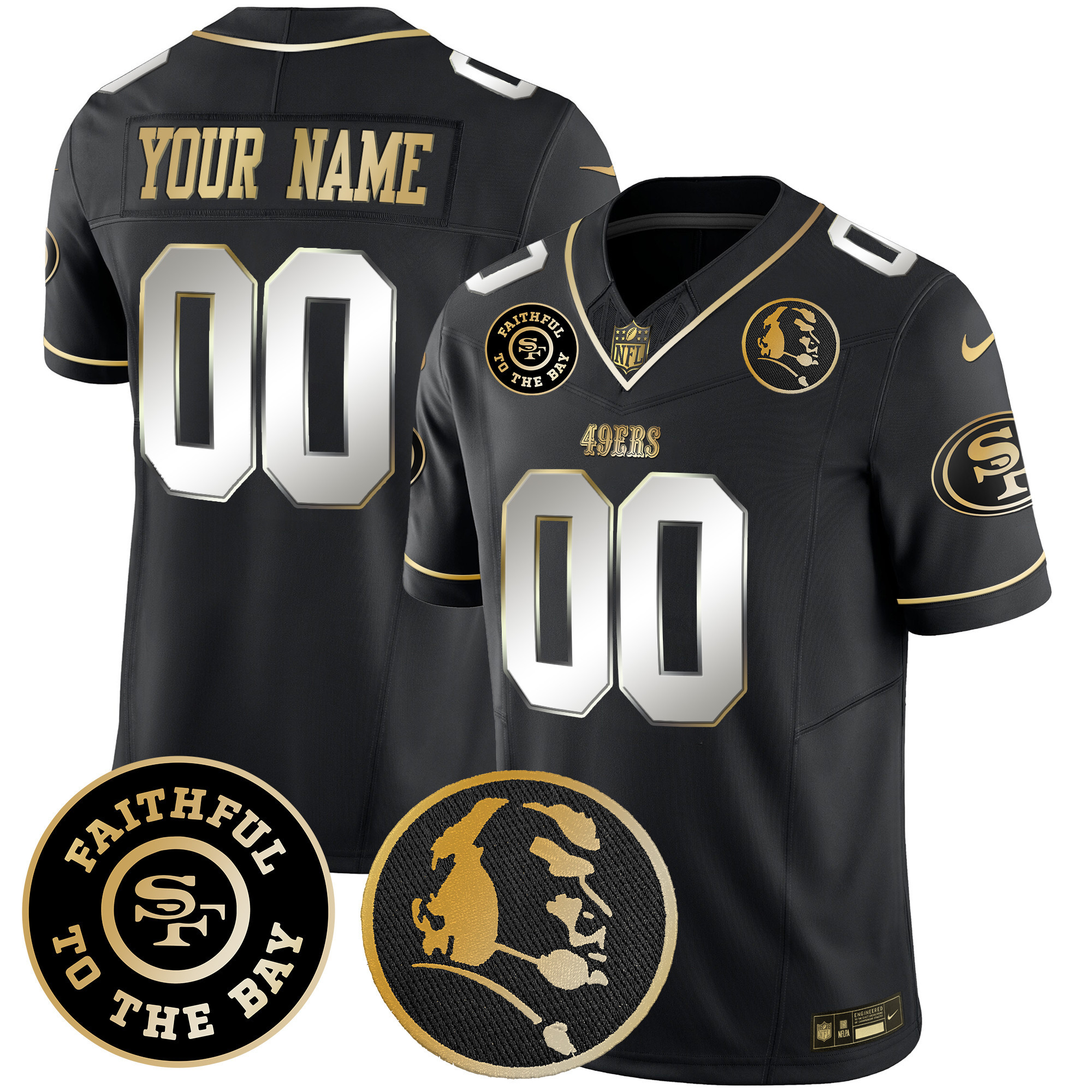 Men's San Francisco 49ers Faithful & John Madden Patch Vapor Custom Black Limited Jersey - All Stitched