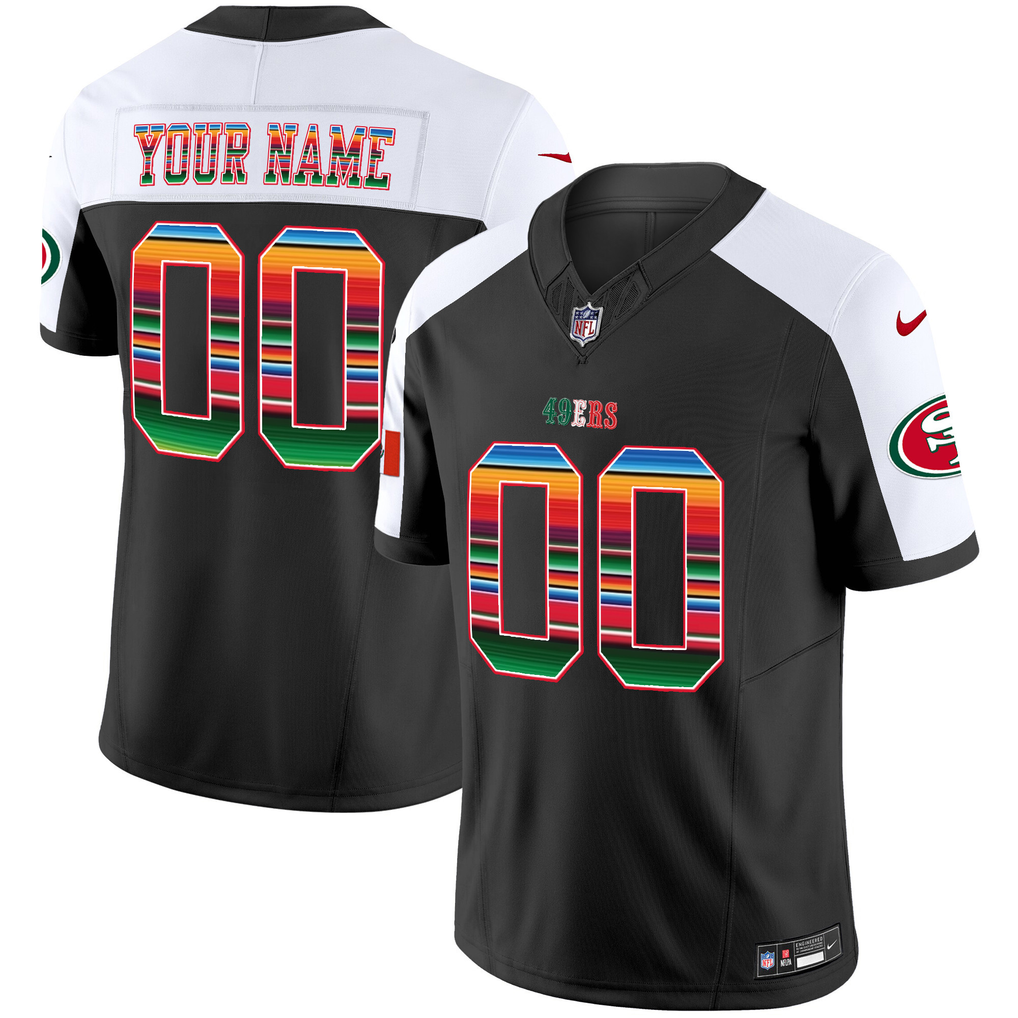 Men's San Francisco 49ers Mexico Vapor Custom Black Alternate Jersey V3 - All Stitched