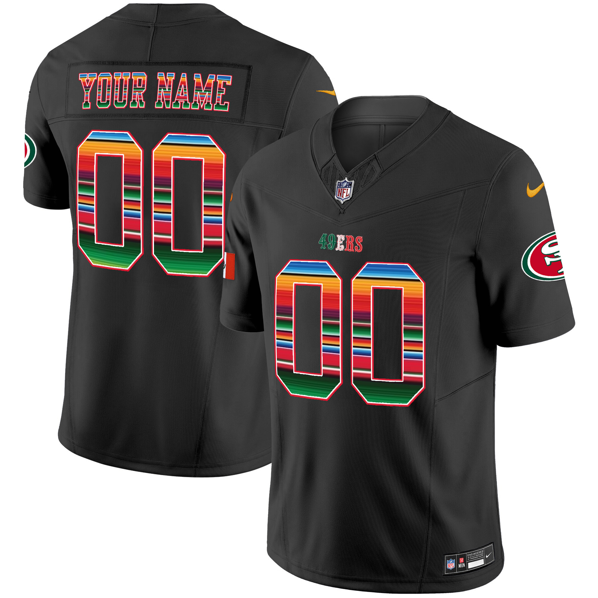 Men's San Francisco 49ers Mexico Vapor Custom Black Jersey V3 - All Stitched