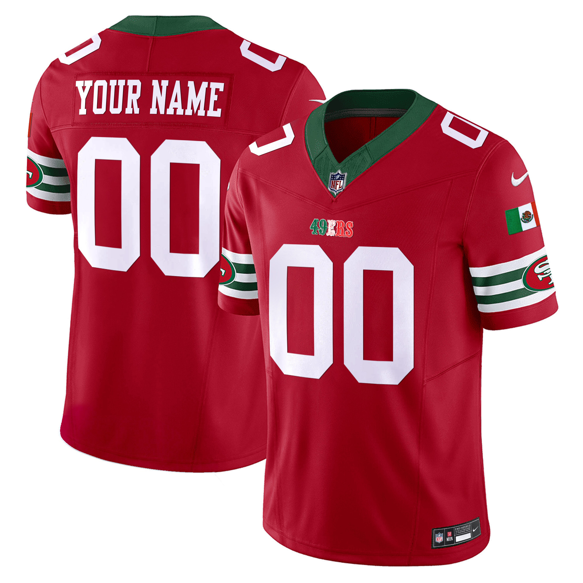 Men's San Francisco 49ers Mexico Vapor Custom Red Jersey V2 - All Stitched