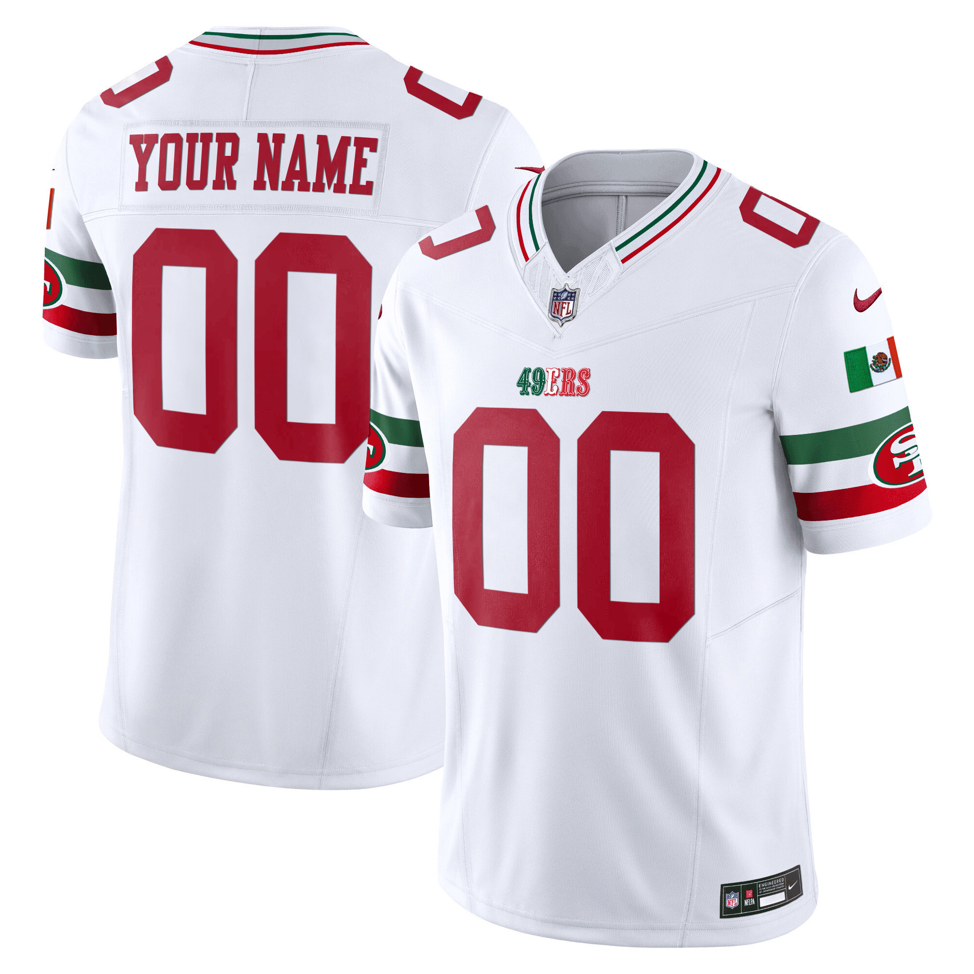 Men's San Francisco 49ers Mexico Vapor Custom White Jersey V2 - All Stitched
