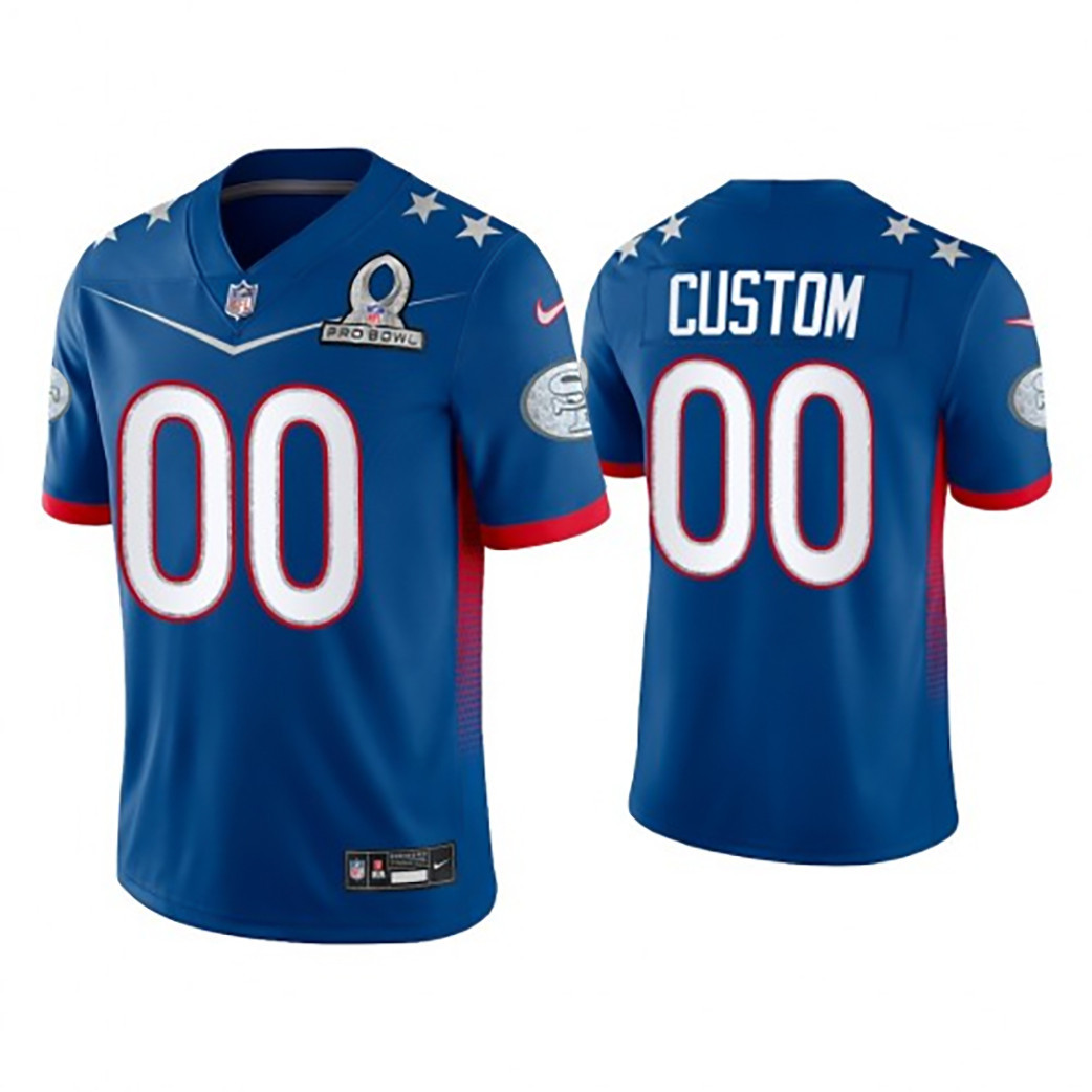 Men's San Francisco 49ers Pro Bowl Custom Blue Jersey - All Stitched