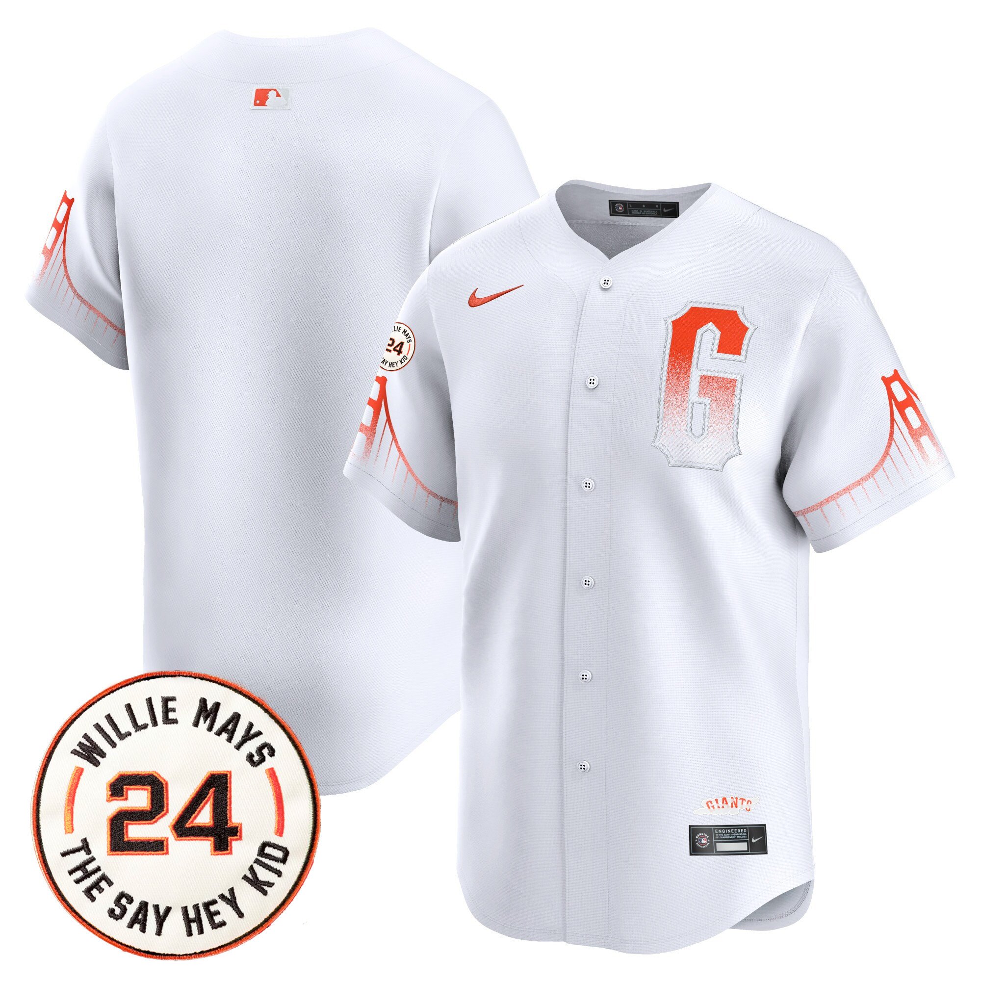 Men's San Francisco Giants 2024 Willie Mays Patch Vapor Premier Limited City Connect Jersey V6 - All Stitched
