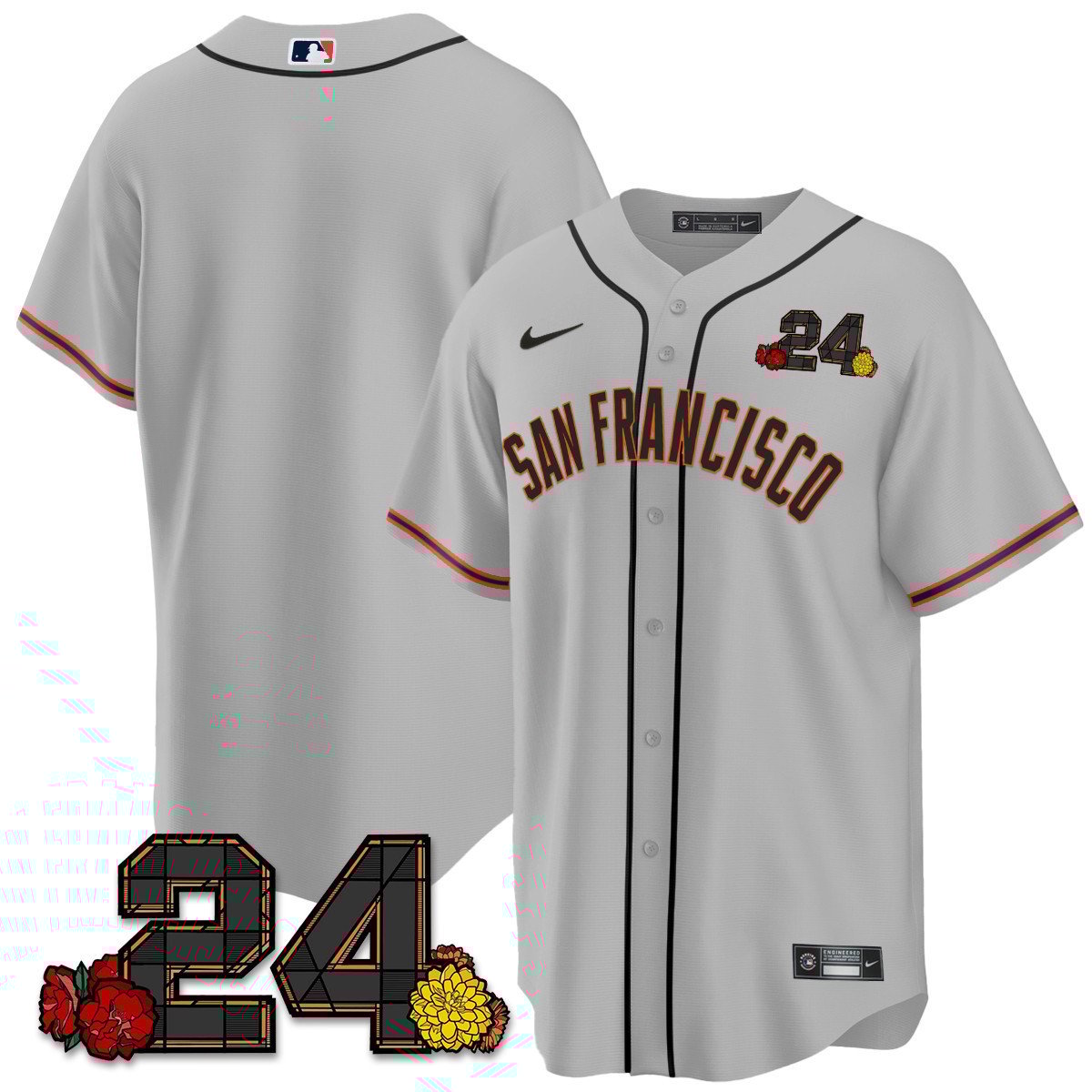 Men's San Francisco Giants 2024 Willie Mays Patch Vapor Premier Limited Gray Jersey V2 - All Stitched