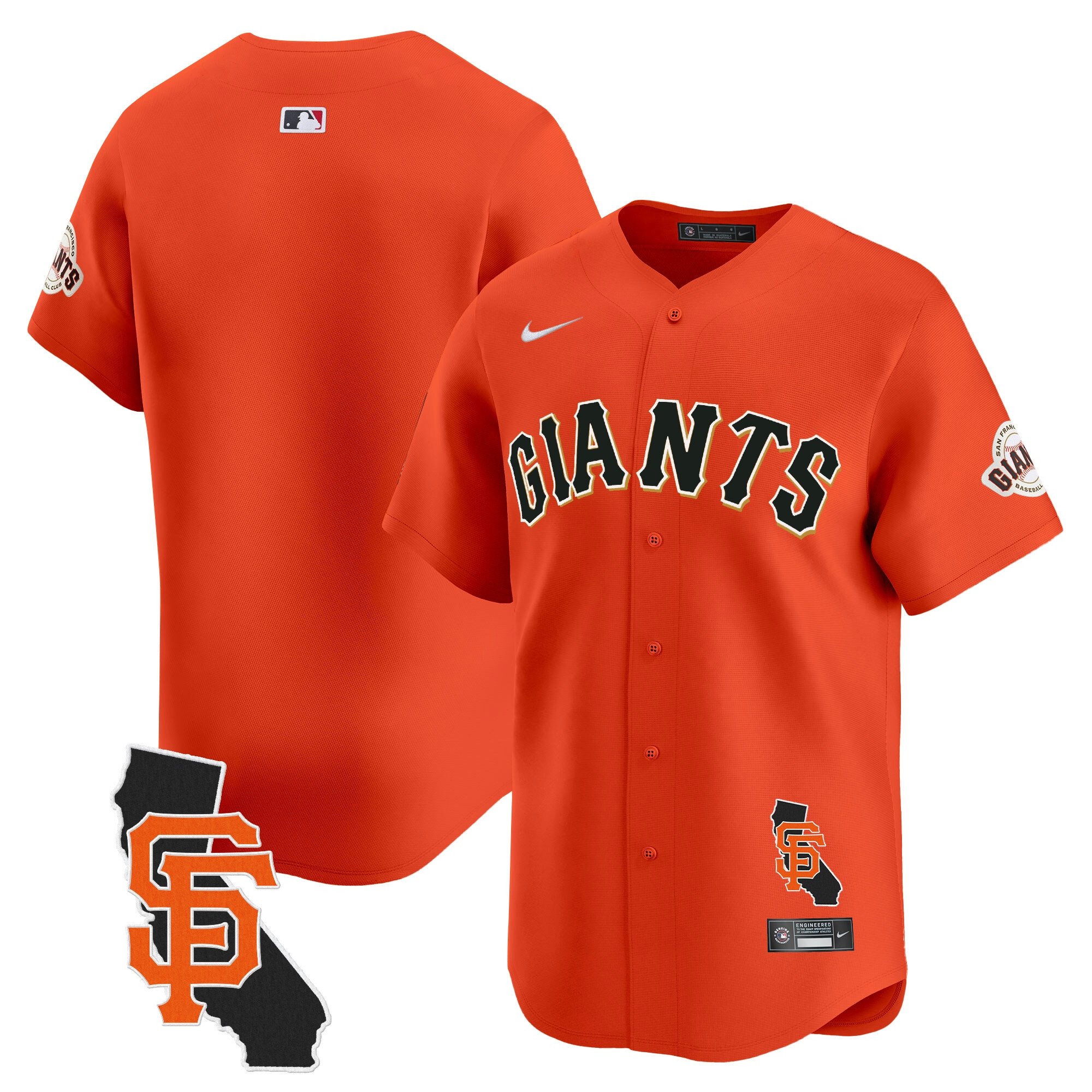 Men's San Francisco Giants California Patch Vapor Premier Limited Orange Jersey - All Stitched