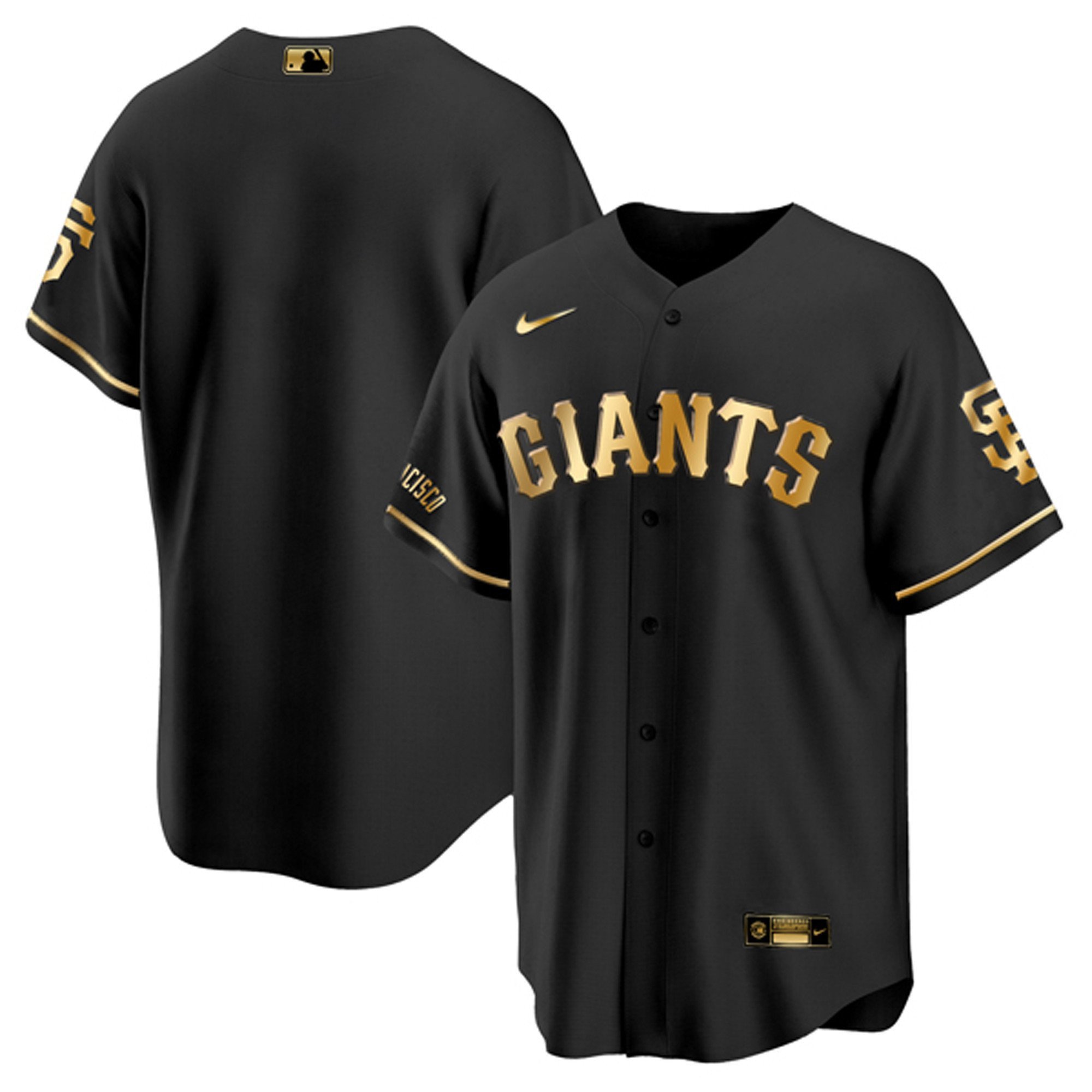 Men's San Francisco Giants Gold & City Connect Cool Black Jersey - All Stitched
