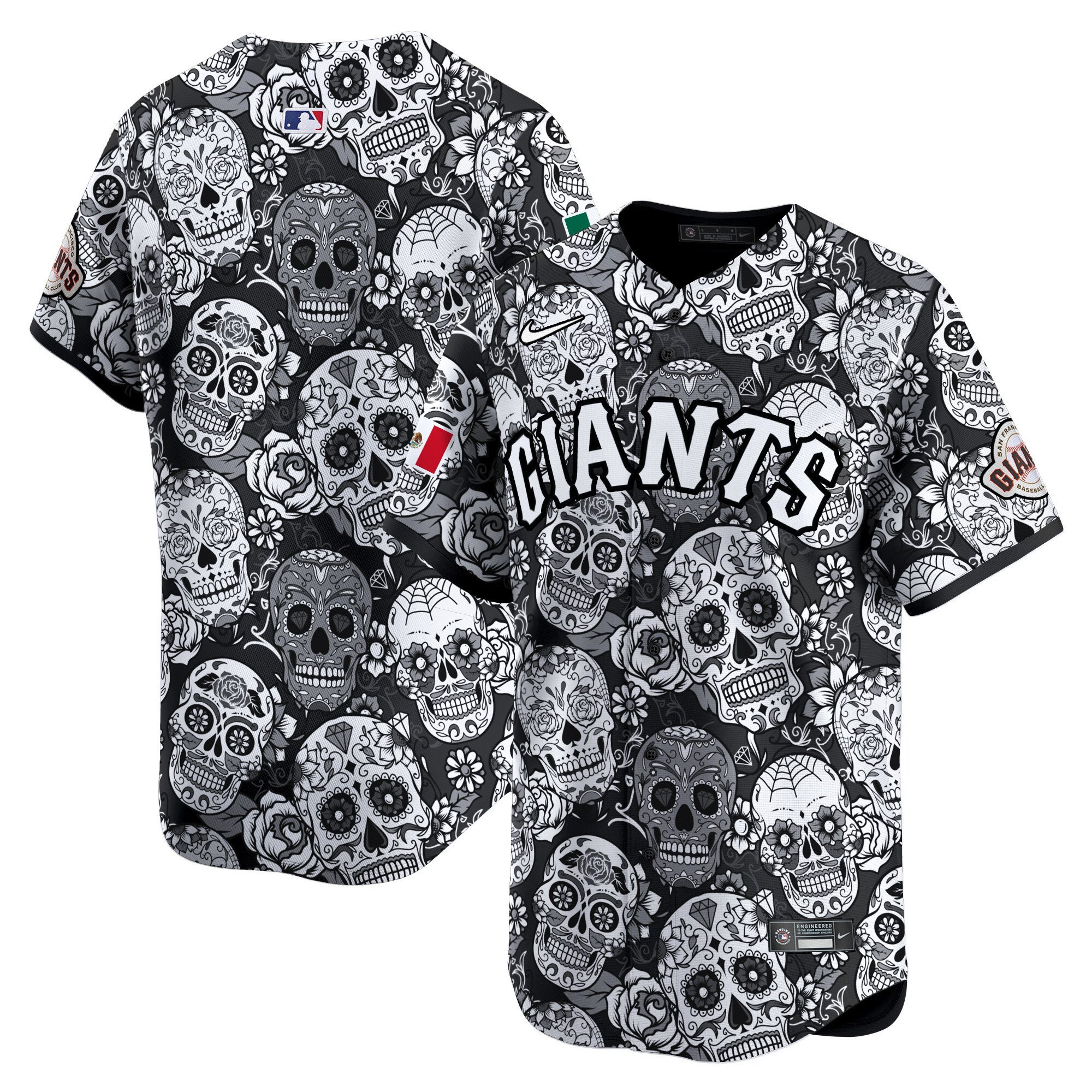 Men's San Francisco Giants Sugar Skull Mexico Vapor Premier Limited Black Jersey - Printed