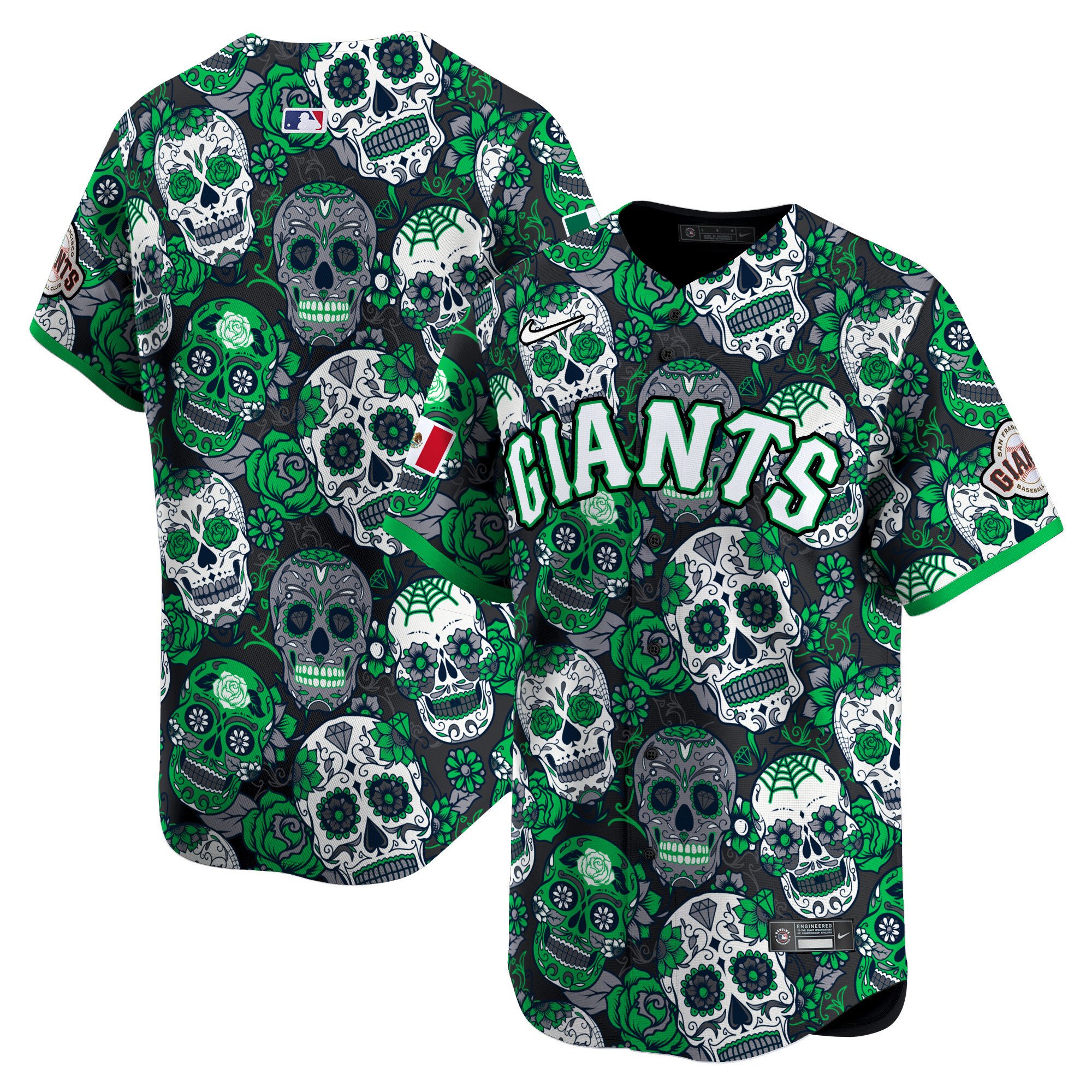 Men's San Francisco Giants Sugar Skull Mexico Vapor Premier Limited Green Jersey - Printed