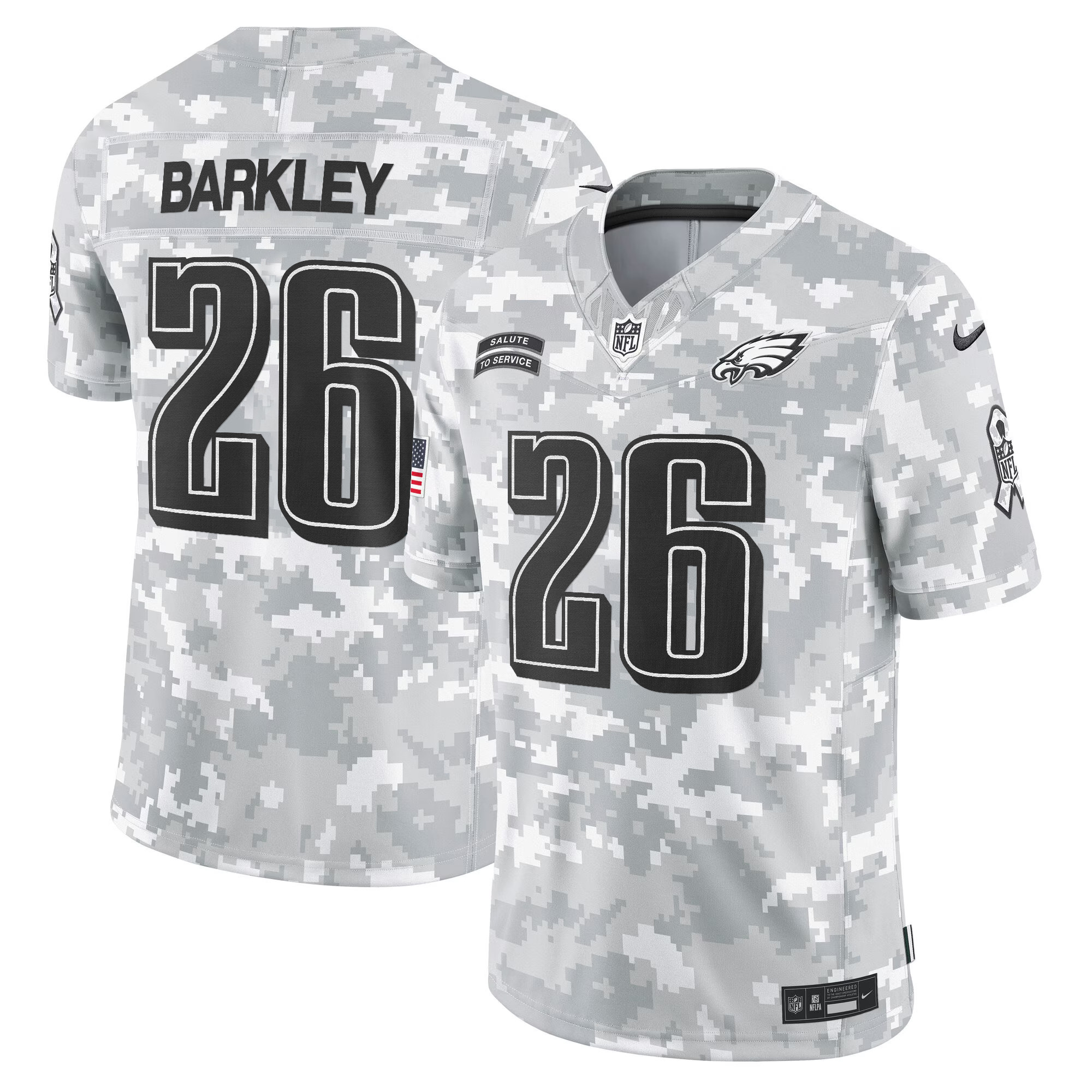Men's Saquon Barkley Philadelphia Eagles 2024 Salute to Service Vapor Limited Arctic Camo Jersey - All Stitched