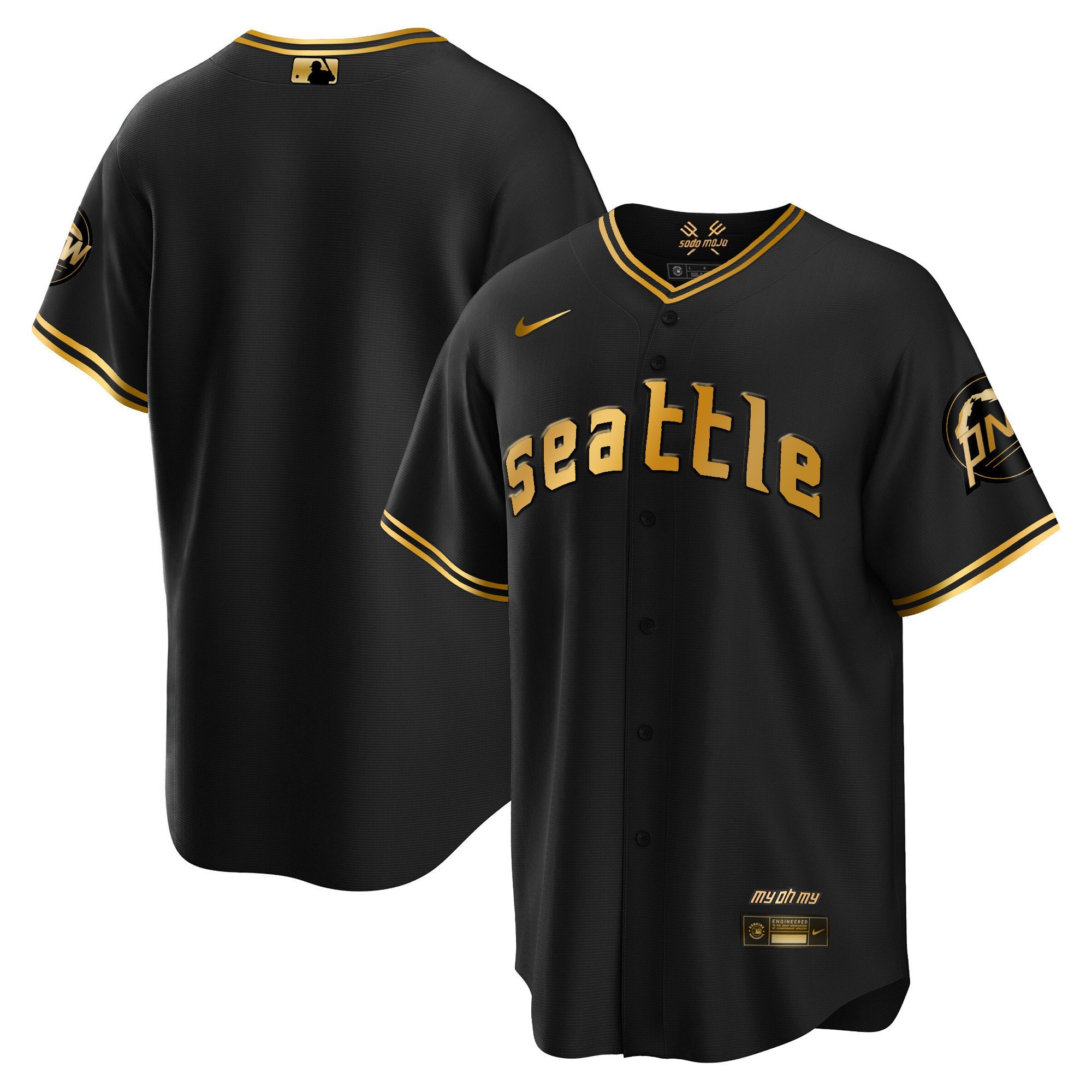 Men's Seattle Mariners 2023 City Connect Gold Cool Black Gold Jersey - All Stitched