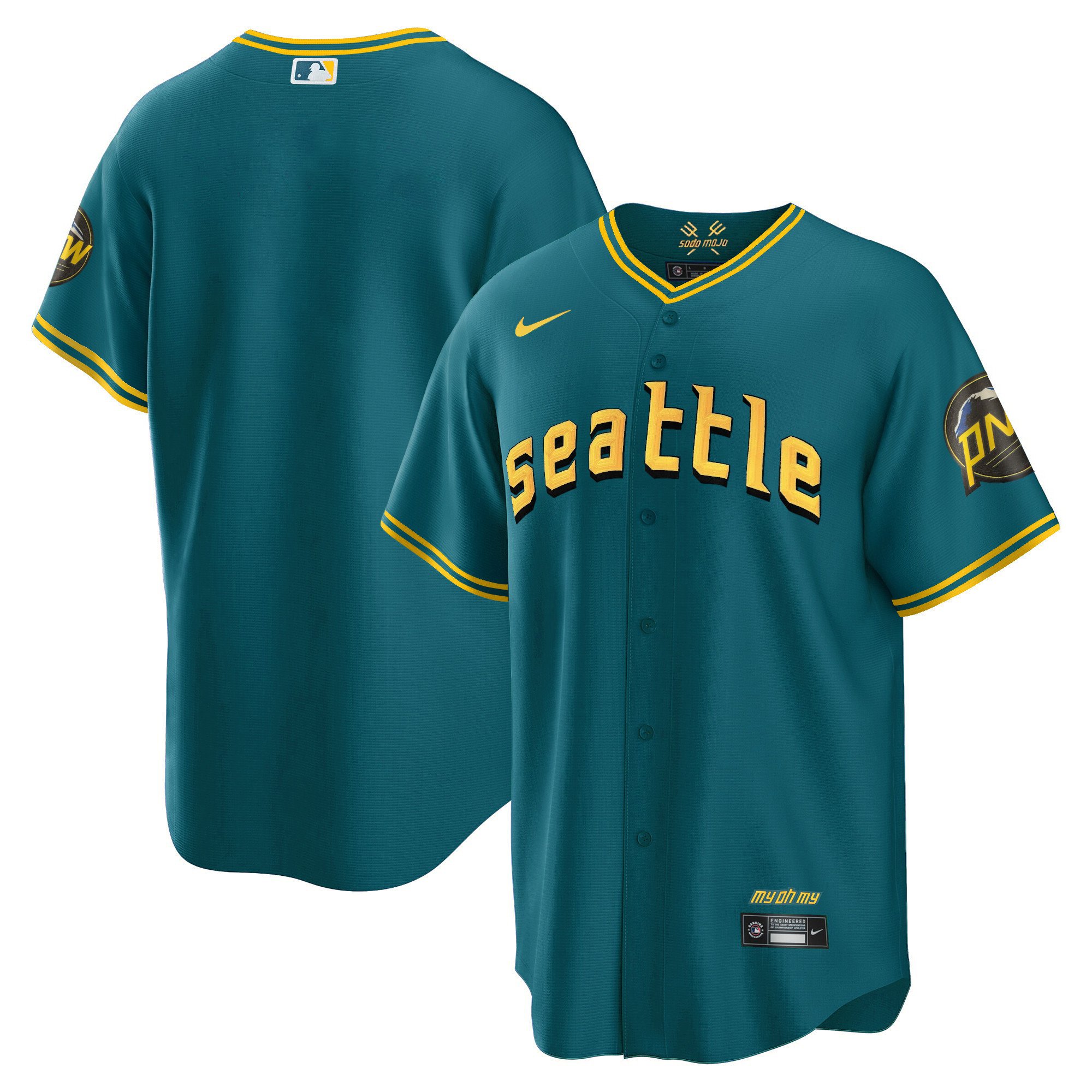 Men's Seattle Mariners City Connect Cool Base Aqua Jersey - All Stitched