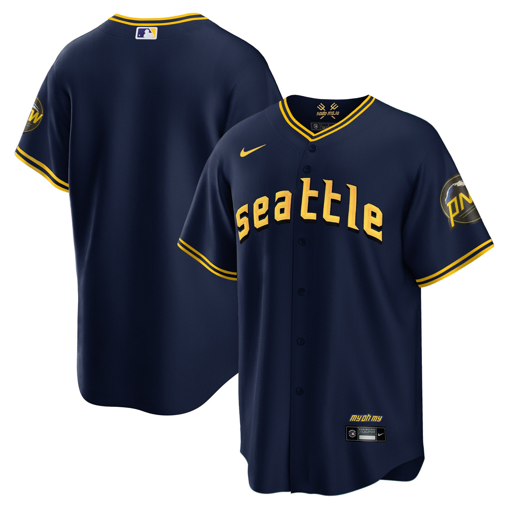Men's Seattle Mariners City Connect Cool Base Navy Jersey - All Stitched