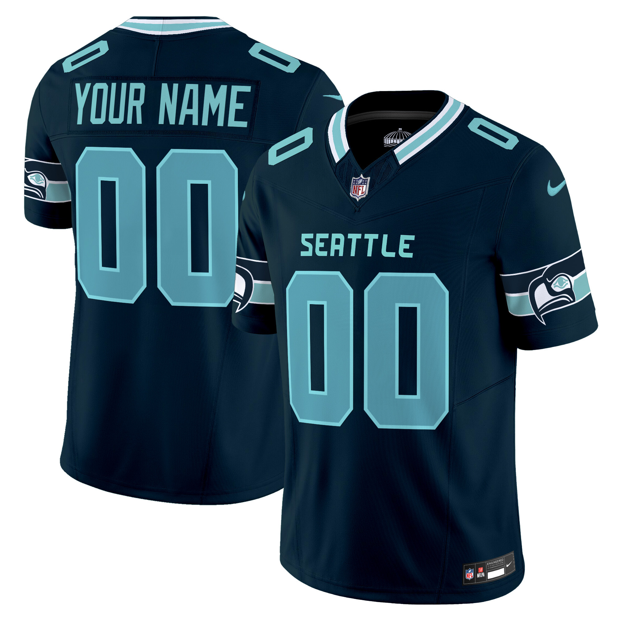Men's Seattle Seahawks "Seattle City" Vapor Limited Custom Navy Jersey - All Stitched