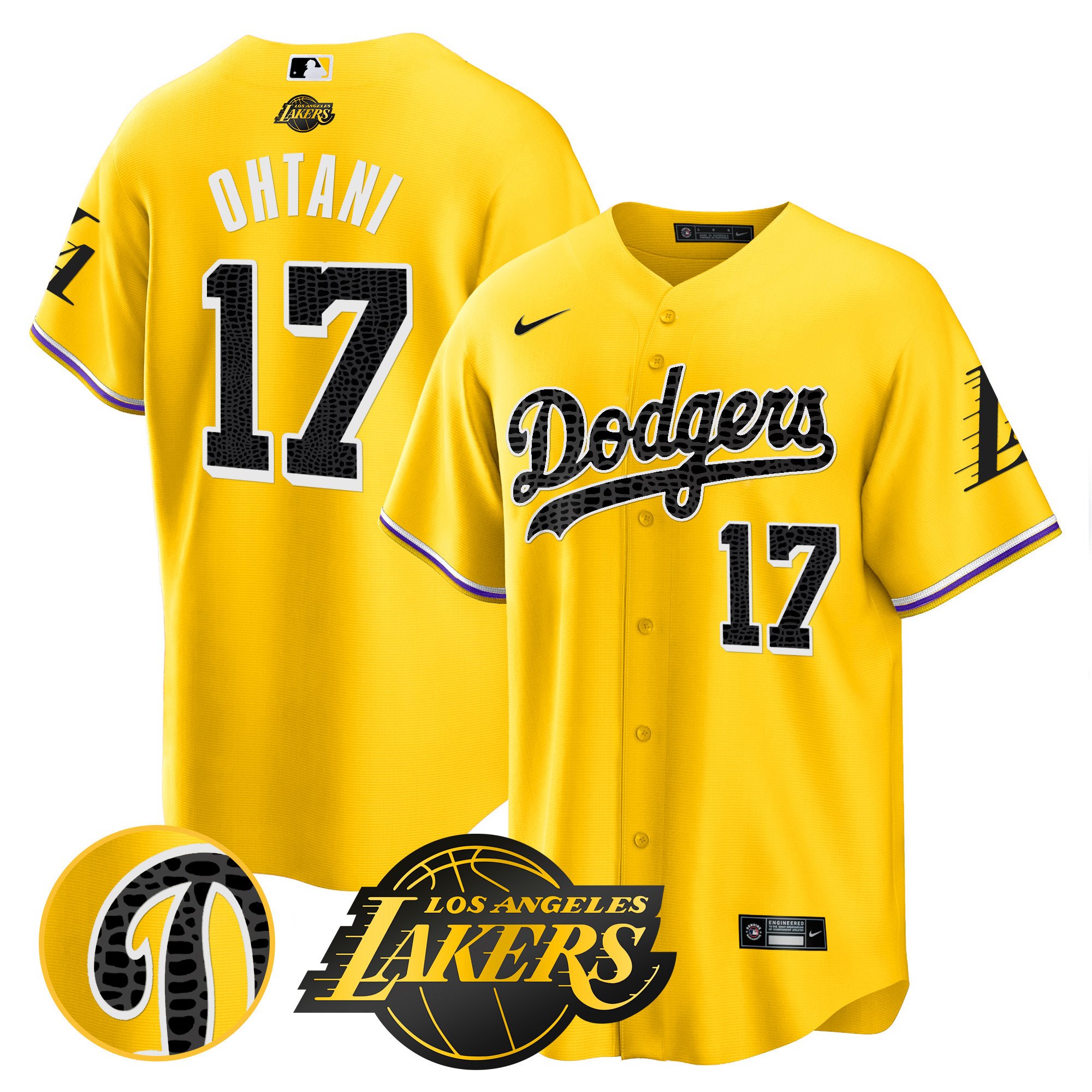 Men's Shohei Ohtani Los Angeles Dodgers Cool Base Mamba Gold Jersey V2 - All Stitched