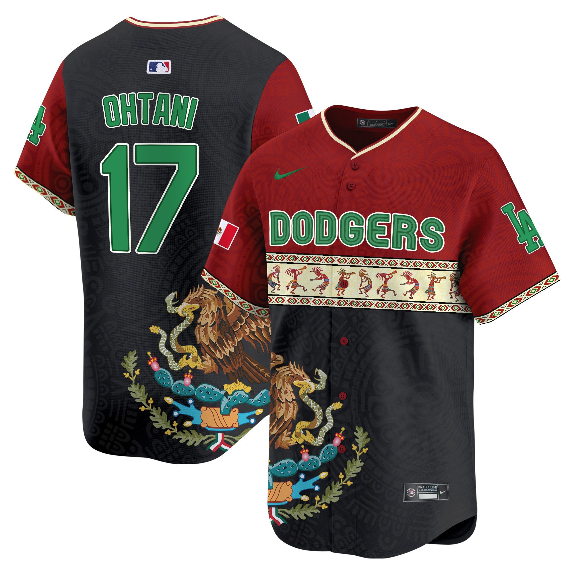 Men's Shohei Ohtani Los Angeles Dodgers Mexico Aztec Vapor Premier Limited Red Jersey - Printed