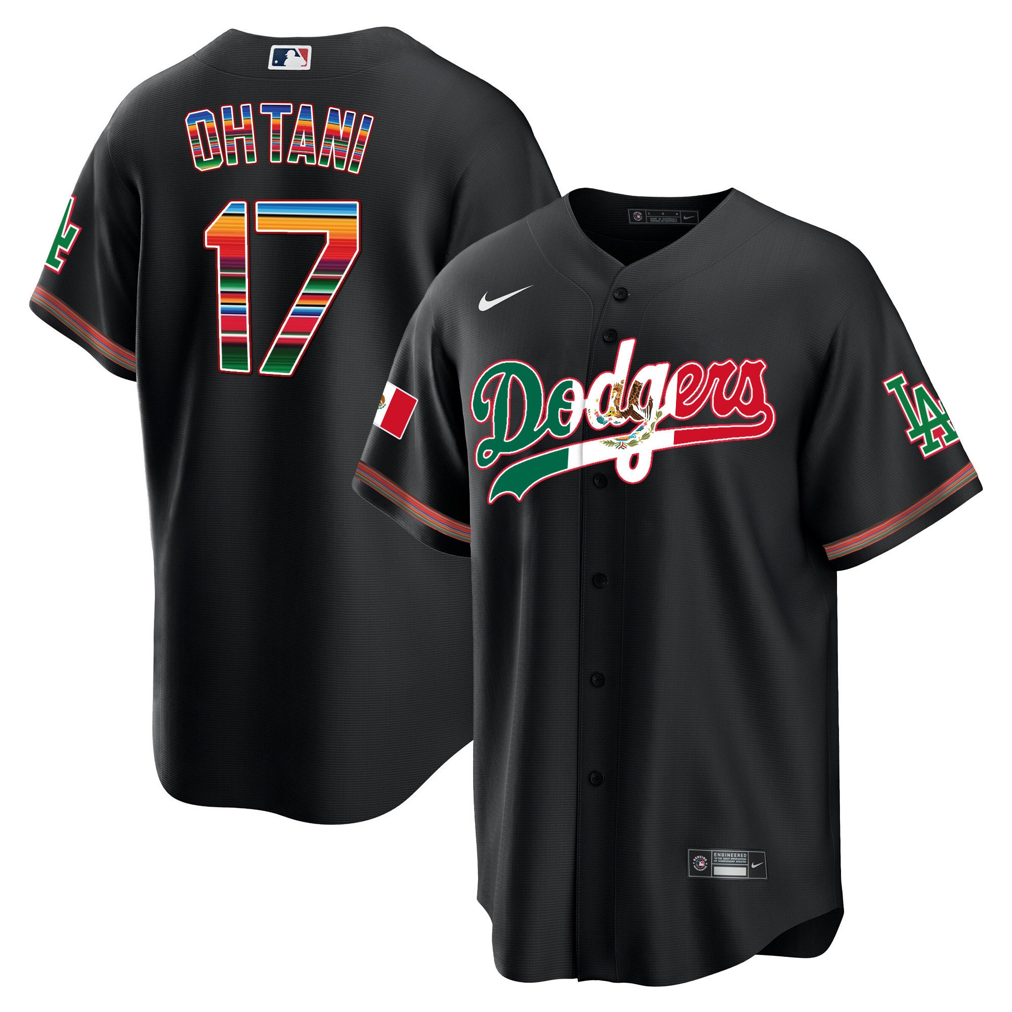 Men's Shohei Ohtani Los Angeles Dodgers Mexico Cool Base Limited Black Jersey V4 - All Stitched