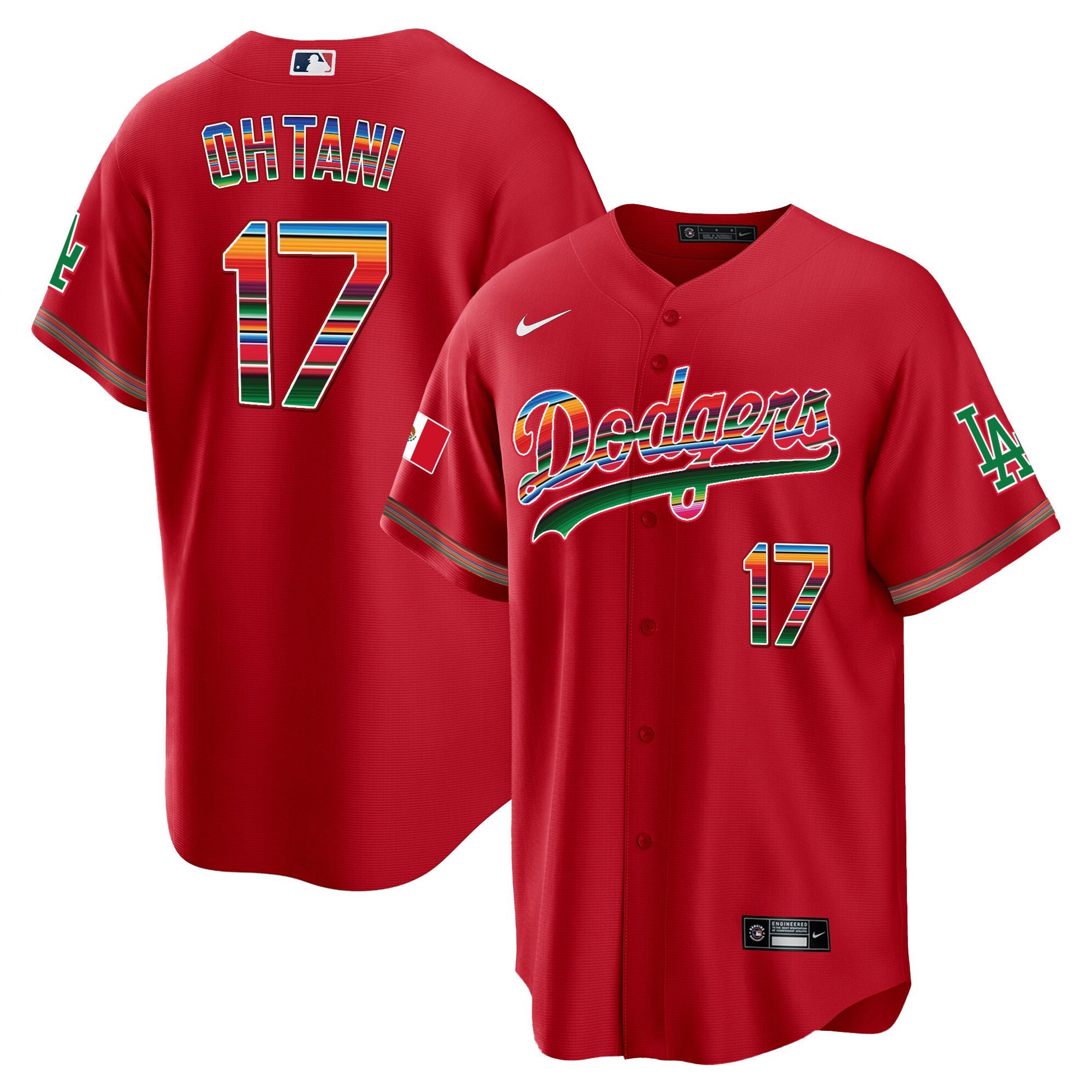 Men's Shohei Ohtani Los Angeles Dodgers Mexico Cool Base Limited Red Jersey - All Stitched