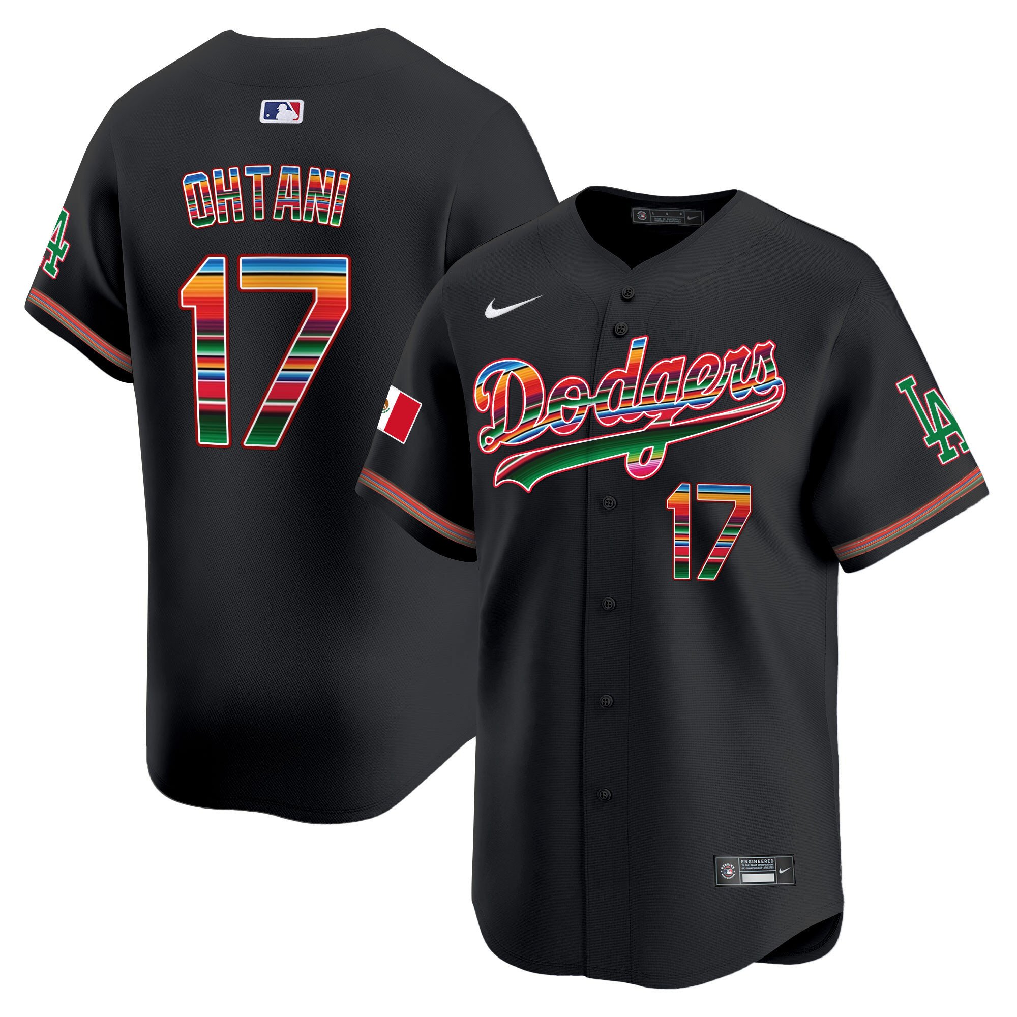 Men's Shohei Ohtani Los Angeles Dodgers Mexico Vapor Premier Limited Black Jersey - All Stitched