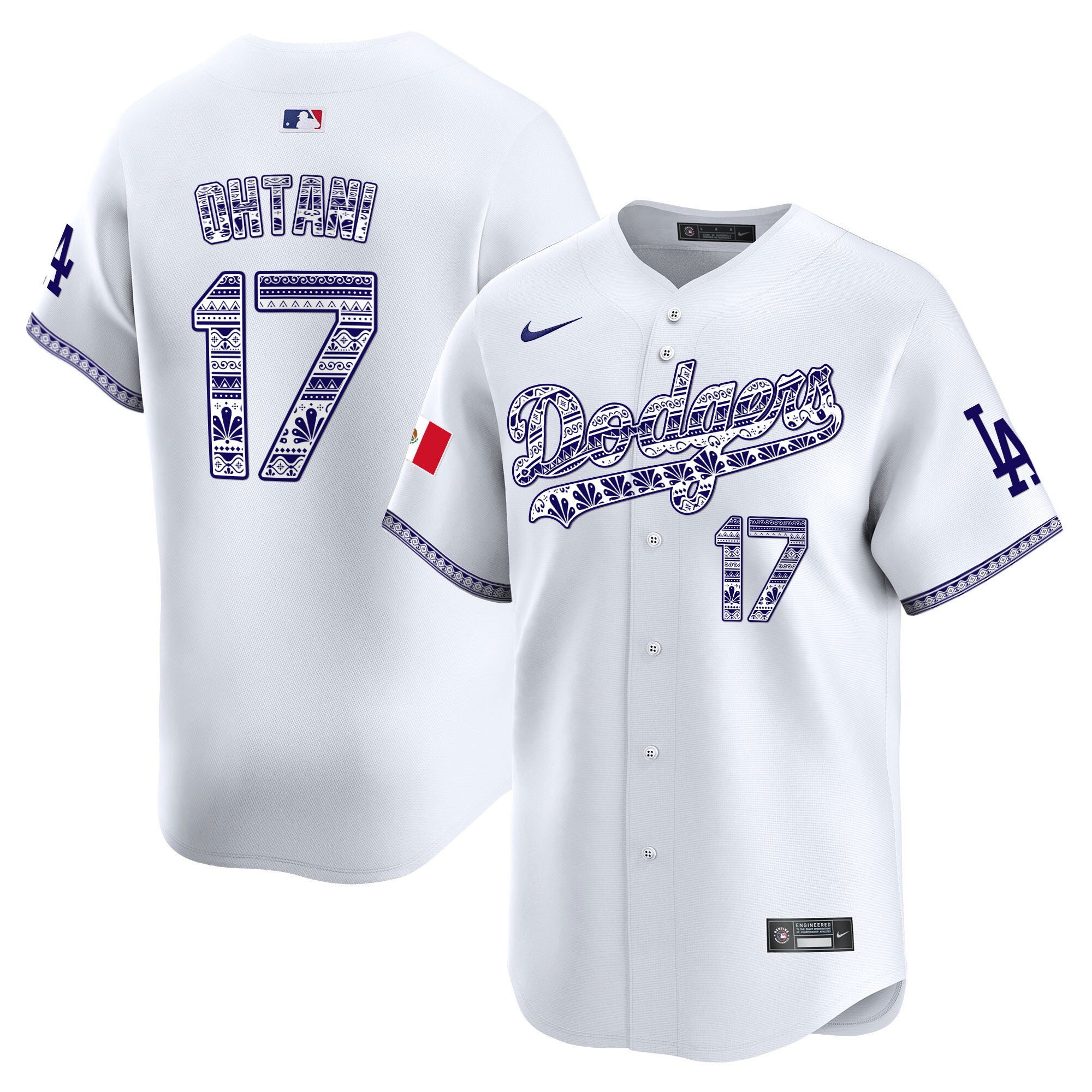 Men's Shohei Ohtani Los Angeles Dodgers Mexico Vapor Premier Limited White Jersey V3 - All Stitched