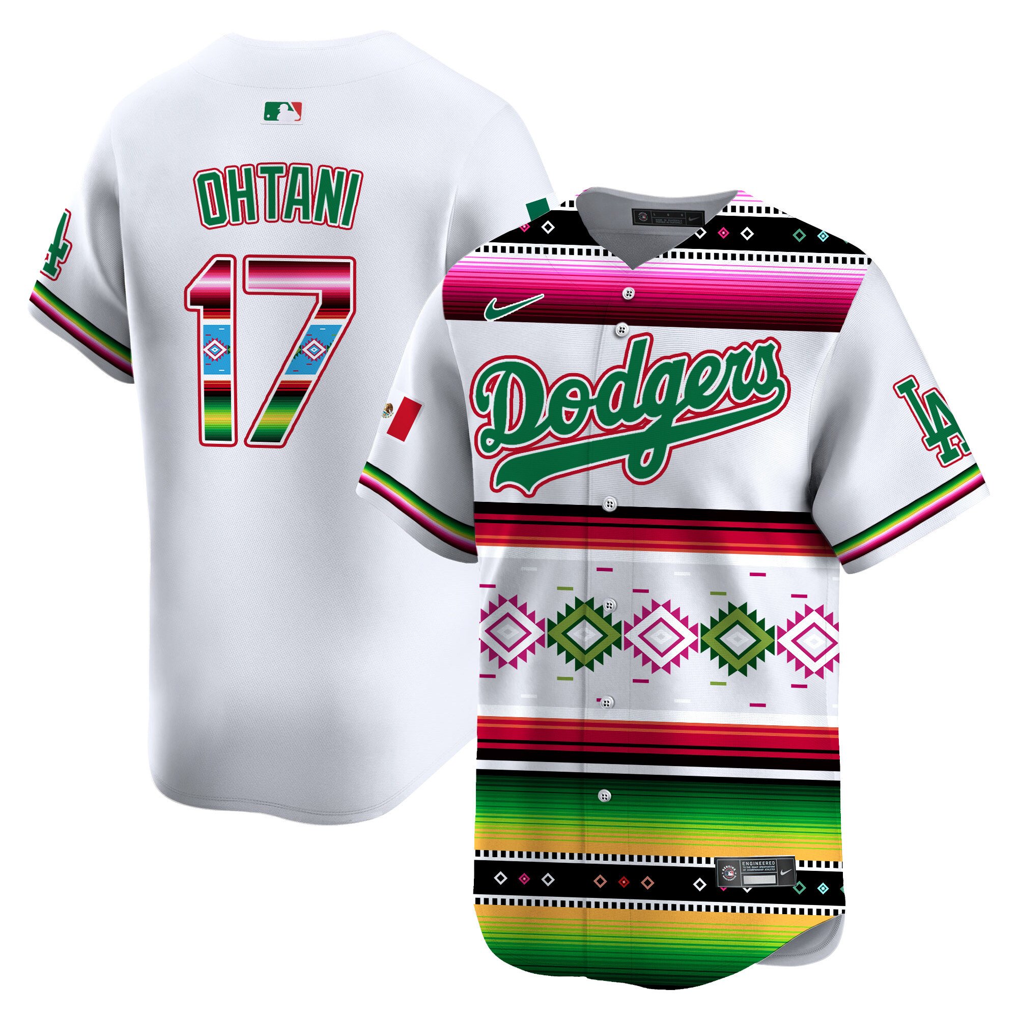 Men's Shohei Ohtani Los Angeles Dodgers Mexico Vibrant Serape Vapor Premier Limited White Jersey - Printed