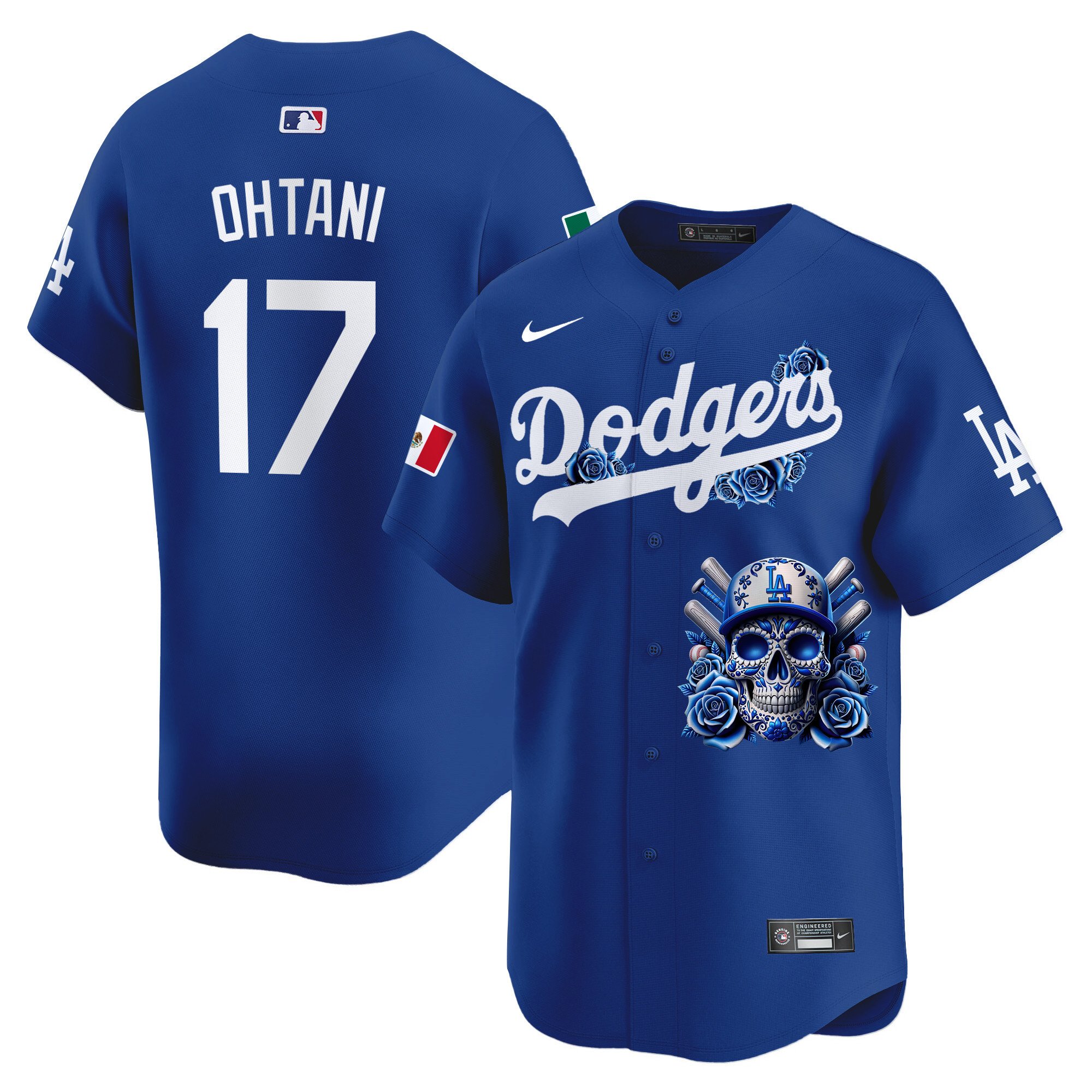 Men's Shohei Ohtani Los Angeles Dodgers Skull Vapor Premier Limited Royal Jersey V2 - Printed