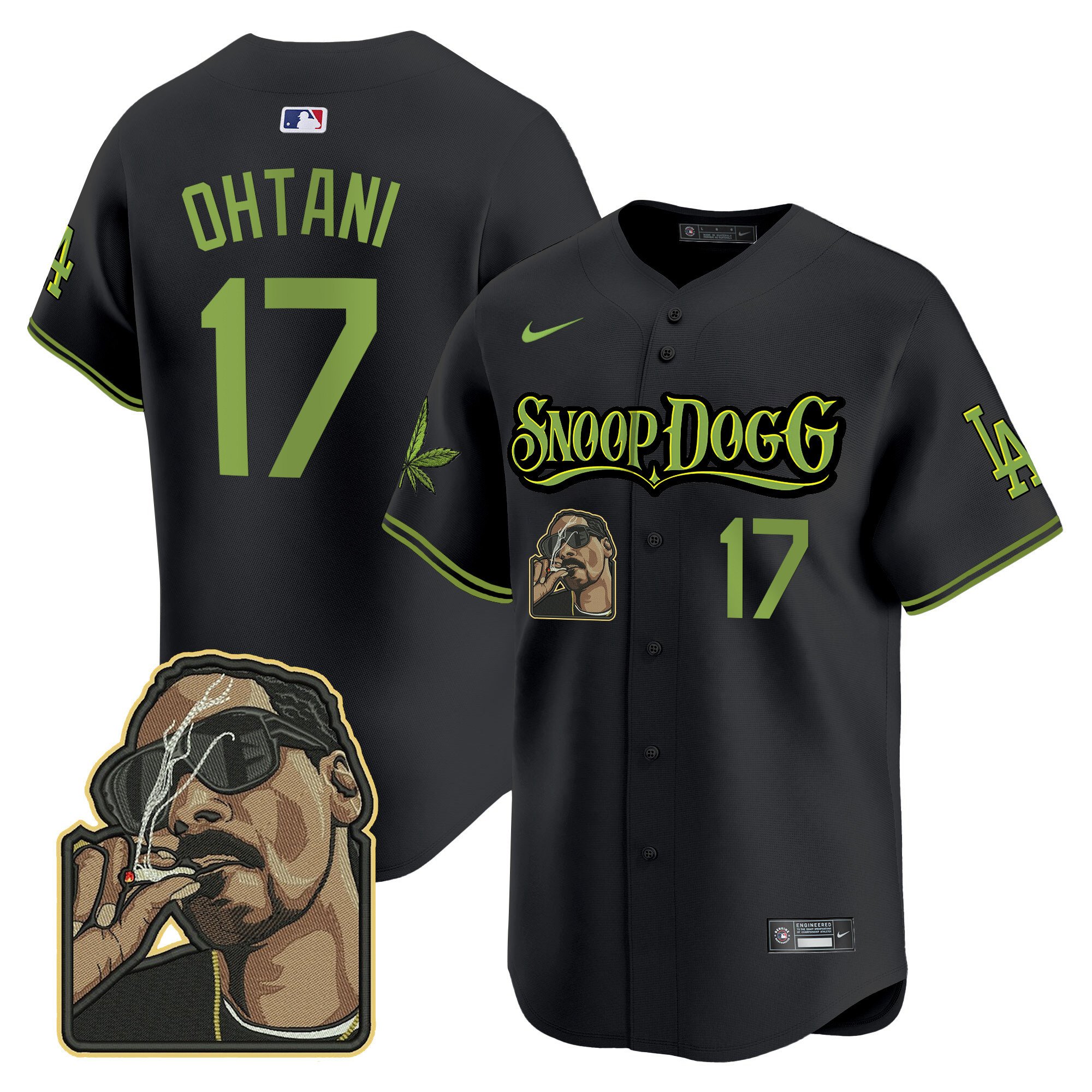 Men's Shohei Ohtani Los Angeles Dodgers Snoop Dogg Vapor Premier Limited Black Jersey - Stitched