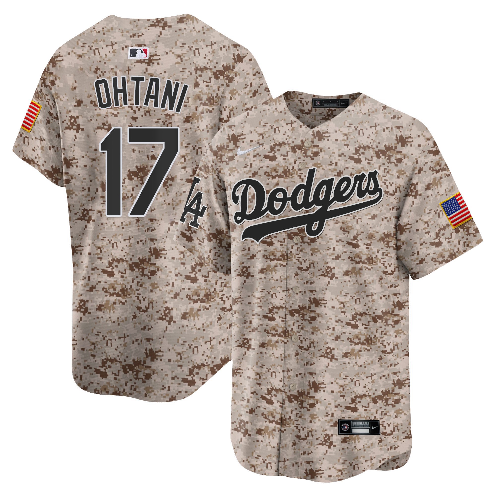 Men's Shohei Ohtani Los Angeles Dodgers USMC Alternate Vapor Premier Limited Desert Jersey - All Stitched