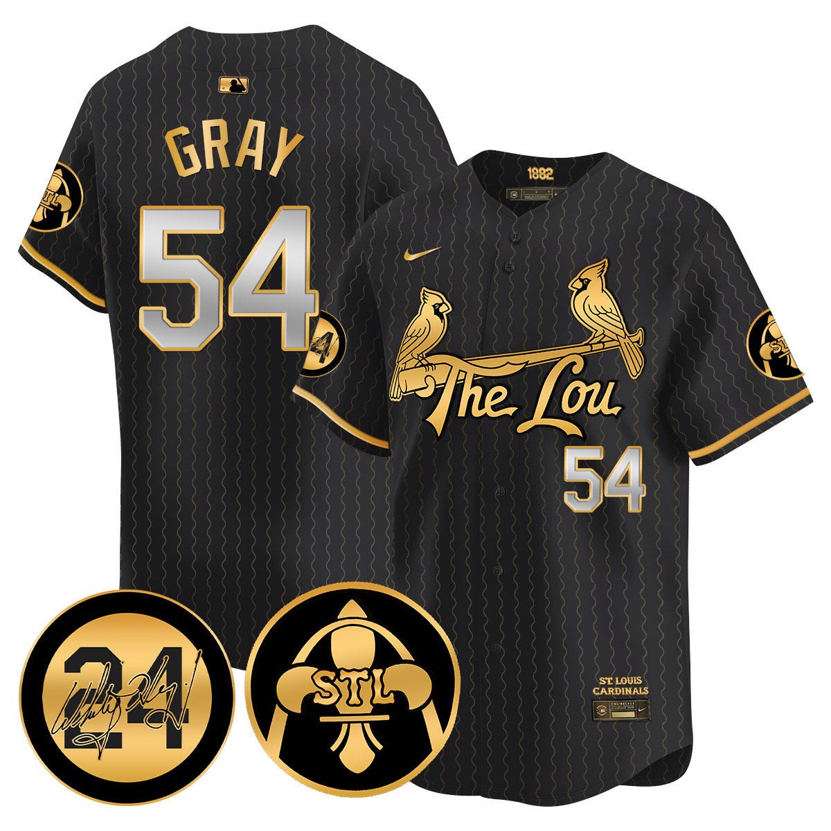 Men's Sonny Gray St. Louis Cardinals 2024 City Connect Whitey Herzog Patch Vapor Premier Limited Black Gold Jersey V2 - All Stitched