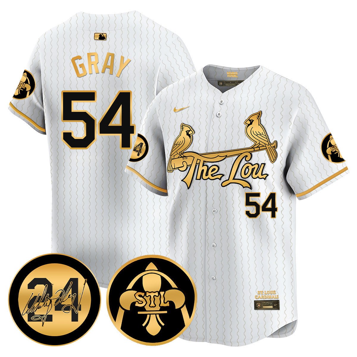 Men's Sonny Gray St. Louis Cardinals 2024 City Connect Whitey Herzog Patch Vapor Premier Limited White Gold Jersey V2 - All Stitched