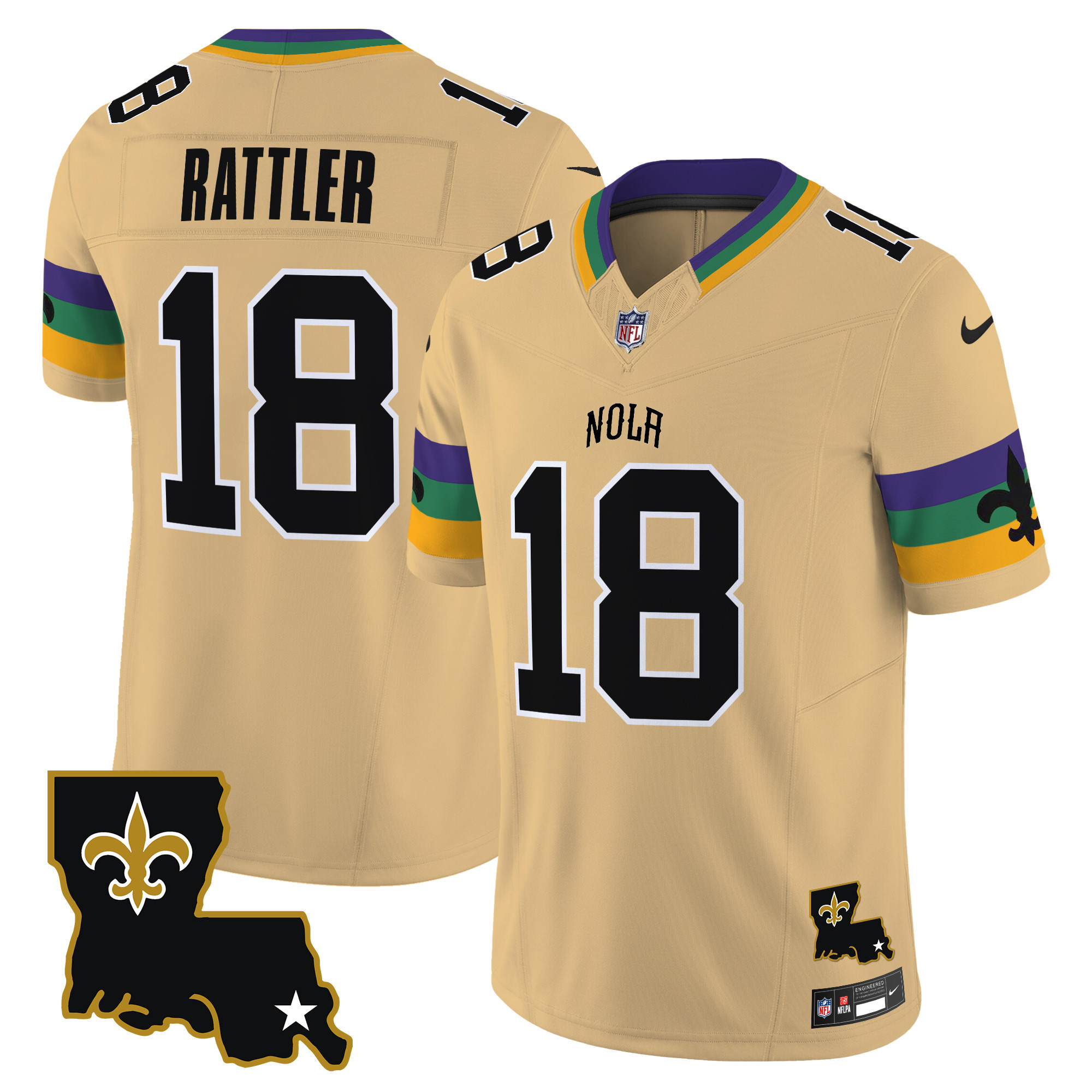 Men's Spencer Rattler New Orleans Saints 2024 New Orleans City Vapor Limited Gold Jersey - All Stitched