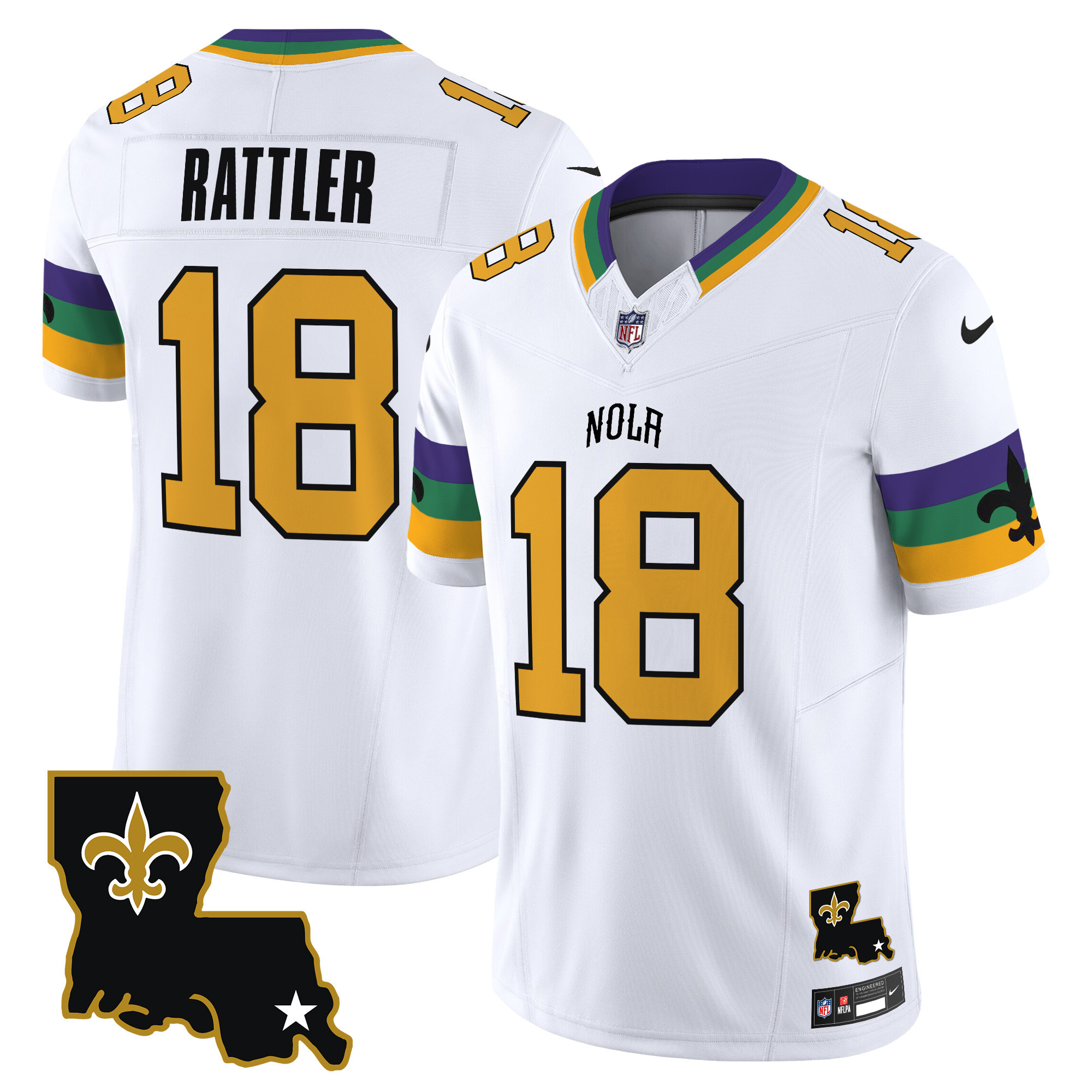 Men's Spencer Rattler New Orleans Saints 2024 New Orleans City Vapor Limited White Jersey - All Stitched