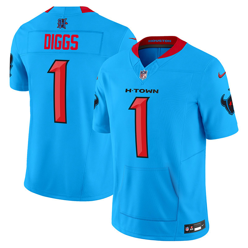 Men's Stefon Diggs Houston Texans 2024 Vapor Hand Warmer Blue Jersey - All Stitched