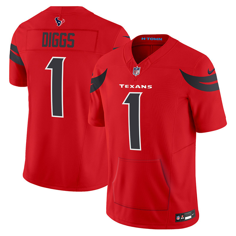 Men's Stefon Diggs Houston Texans 2024 Vapor Hand Warmer Red Jersey - All Stitched