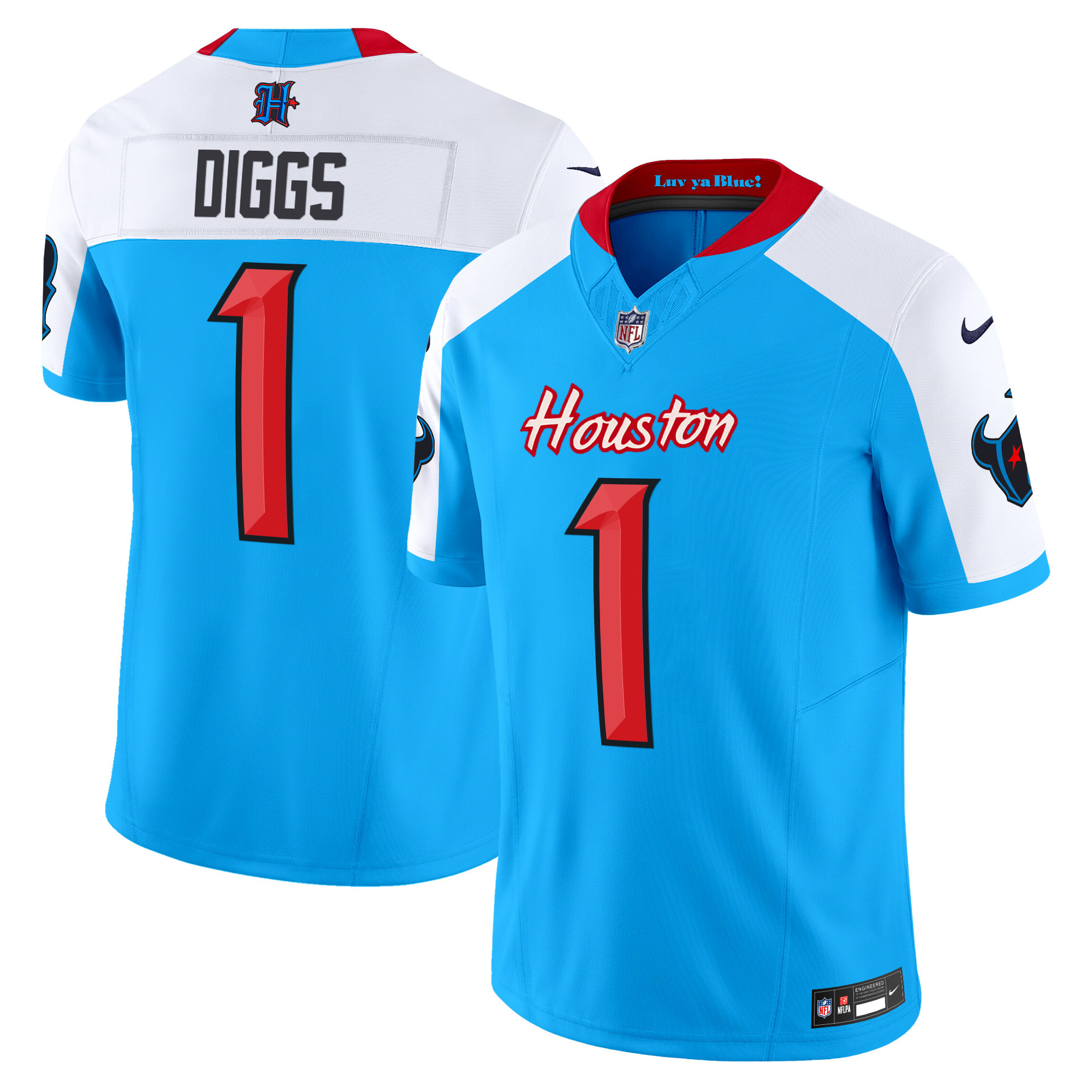 Men's Stefon Diggs Houston Texans 2024 Vapor Limited Blue Alternate Jersey V4 - All Stitched